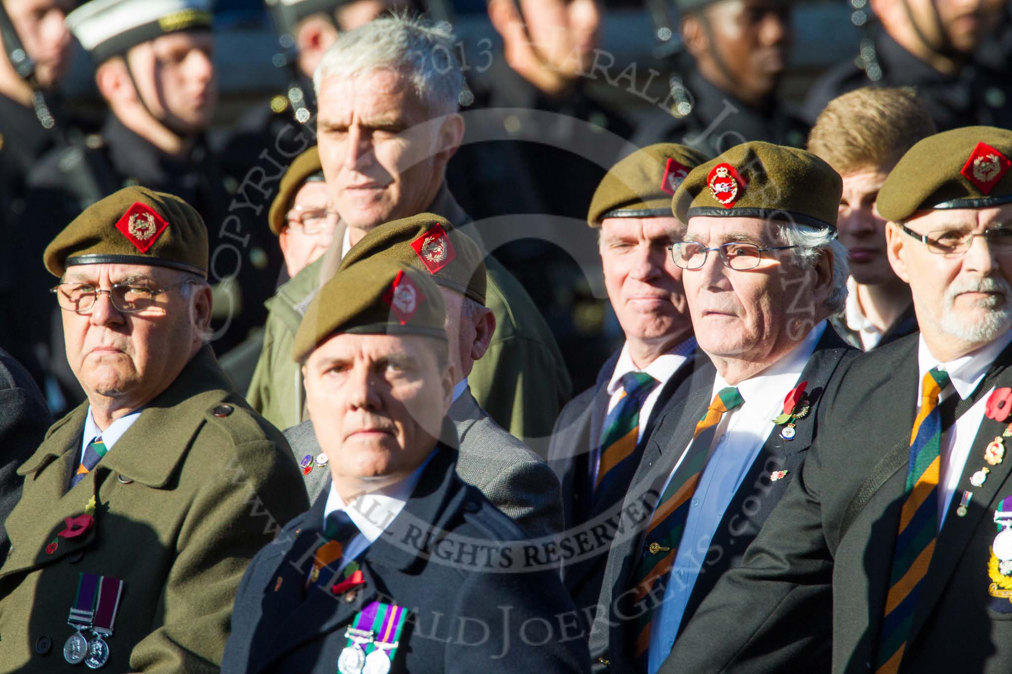 Remembrance Sunday at the Cenotaph in London 2014: Group A34 - The Duke of Lancaster's Regimental Association.
Press stand opposite the Foreign Office building, Whitehall, London SW1,
London,
Greater London,
United Kingdom,
on 09 November 2014 at 12:05, image #1435