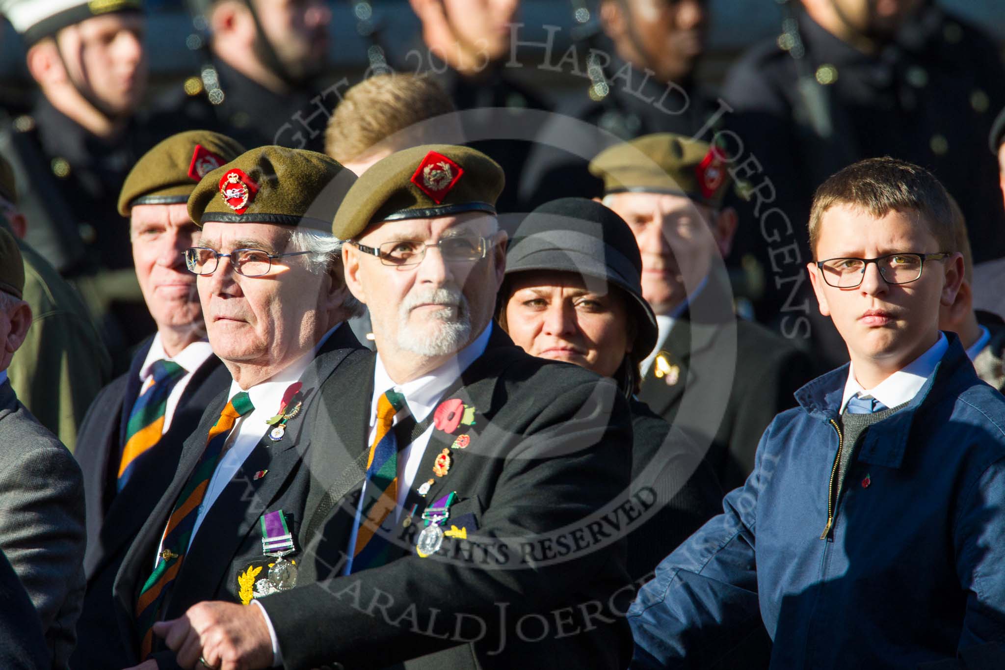 Remembrance Sunday at the Cenotaph in London 2014: Group A34 - The Duke of Lancaster's Regimental Association.
Press stand opposite the Foreign Office building, Whitehall, London SW1,
London,
Greater London,
United Kingdom,
on 09 November 2014 at 12:05, image #1436