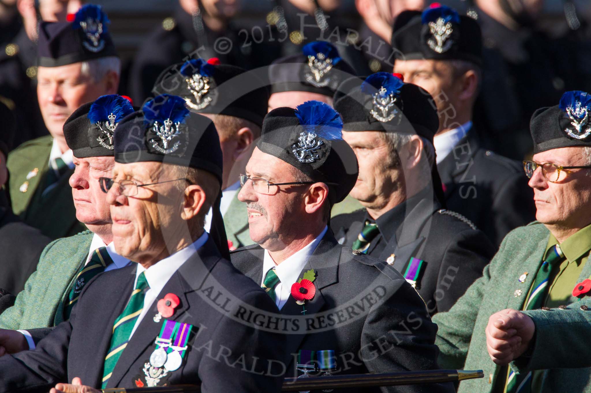 Remembrance Sunday at the Cenotaph in London 2014: Group A35 - Queen's Own Highlanders Regimental Association.
Press stand opposite the Foreign Office building, Whitehall, London SW1,
London,
Greater London,
United Kingdom,
on 09 November 2014 at 12:06, image #1460