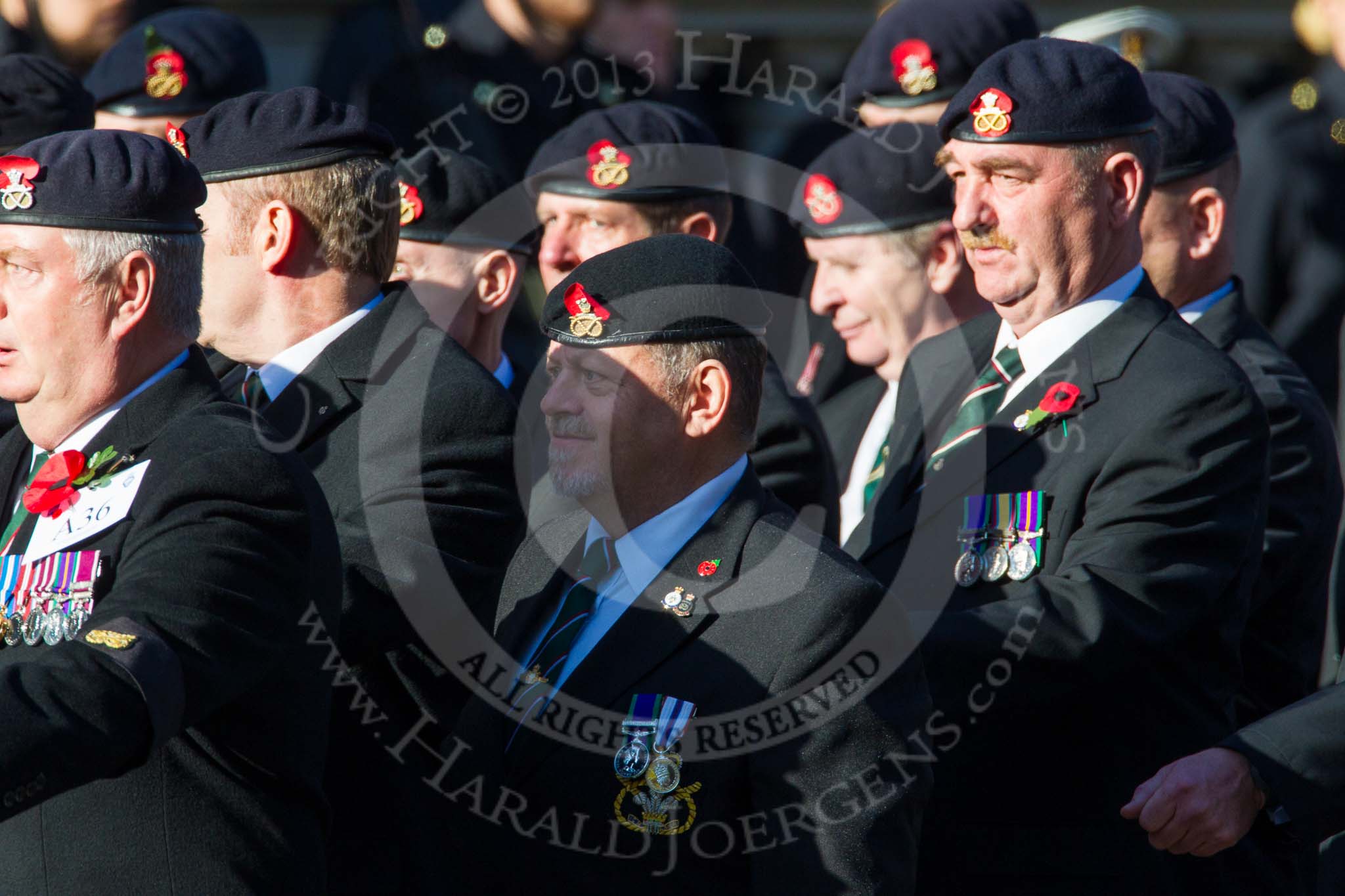 Remembrance Sunday at the Cenotaph in London 2014: Group A36 - The Staffordshire Regiment.
Press stand opposite the Foreign Office building, Whitehall, London SW1,
London,
Greater London,
United Kingdom,
on 09 November 2014 at 12:06, image #1471