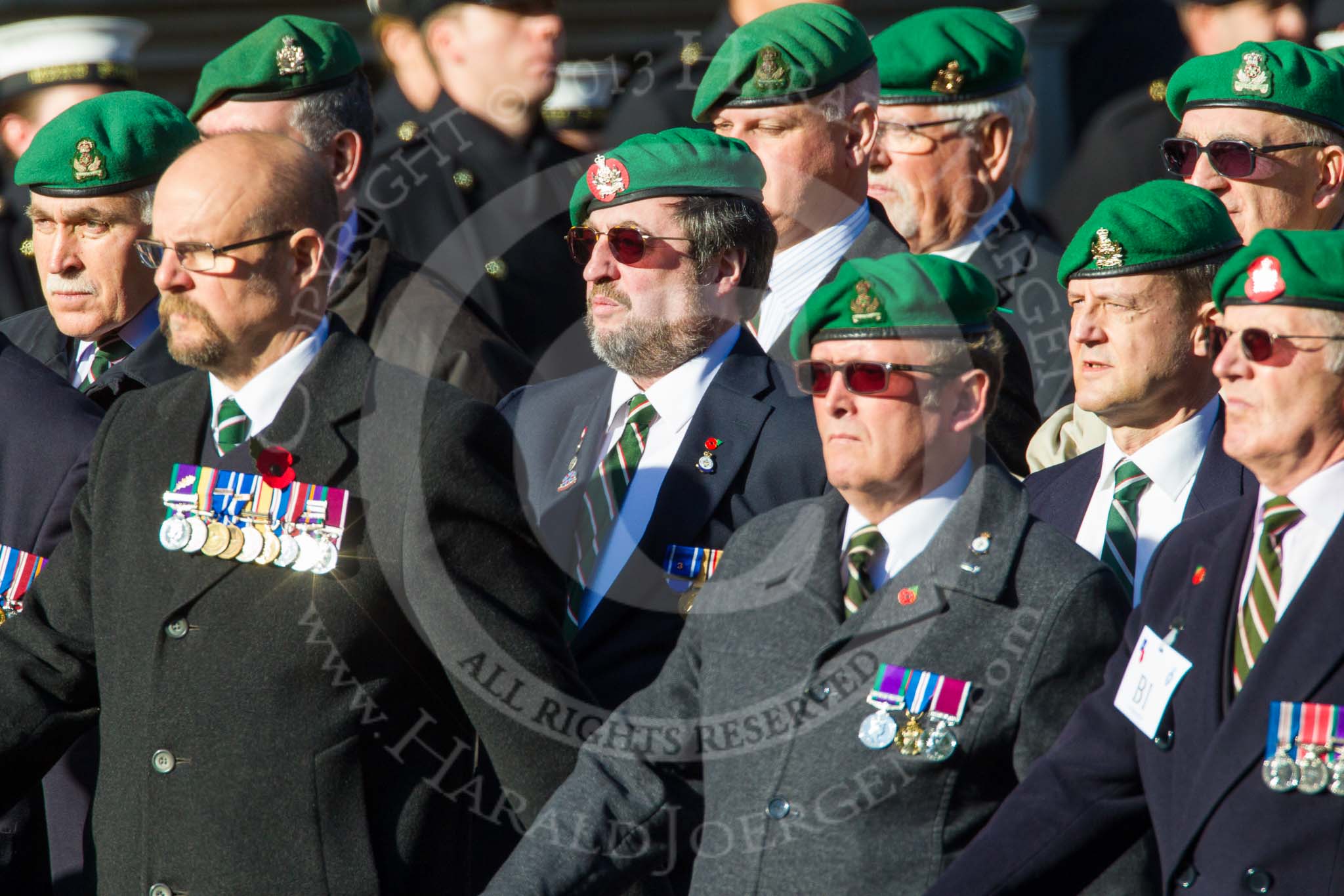 Remembrance Sunday at the Cenotaph in London 2014: Group B1 - Intelligence Corps Association.
Press stand opposite the Foreign Office building, Whitehall, London SW1,
London,
Greater London,
United Kingdom,
on 09 November 2014 at 12:06, image #1484