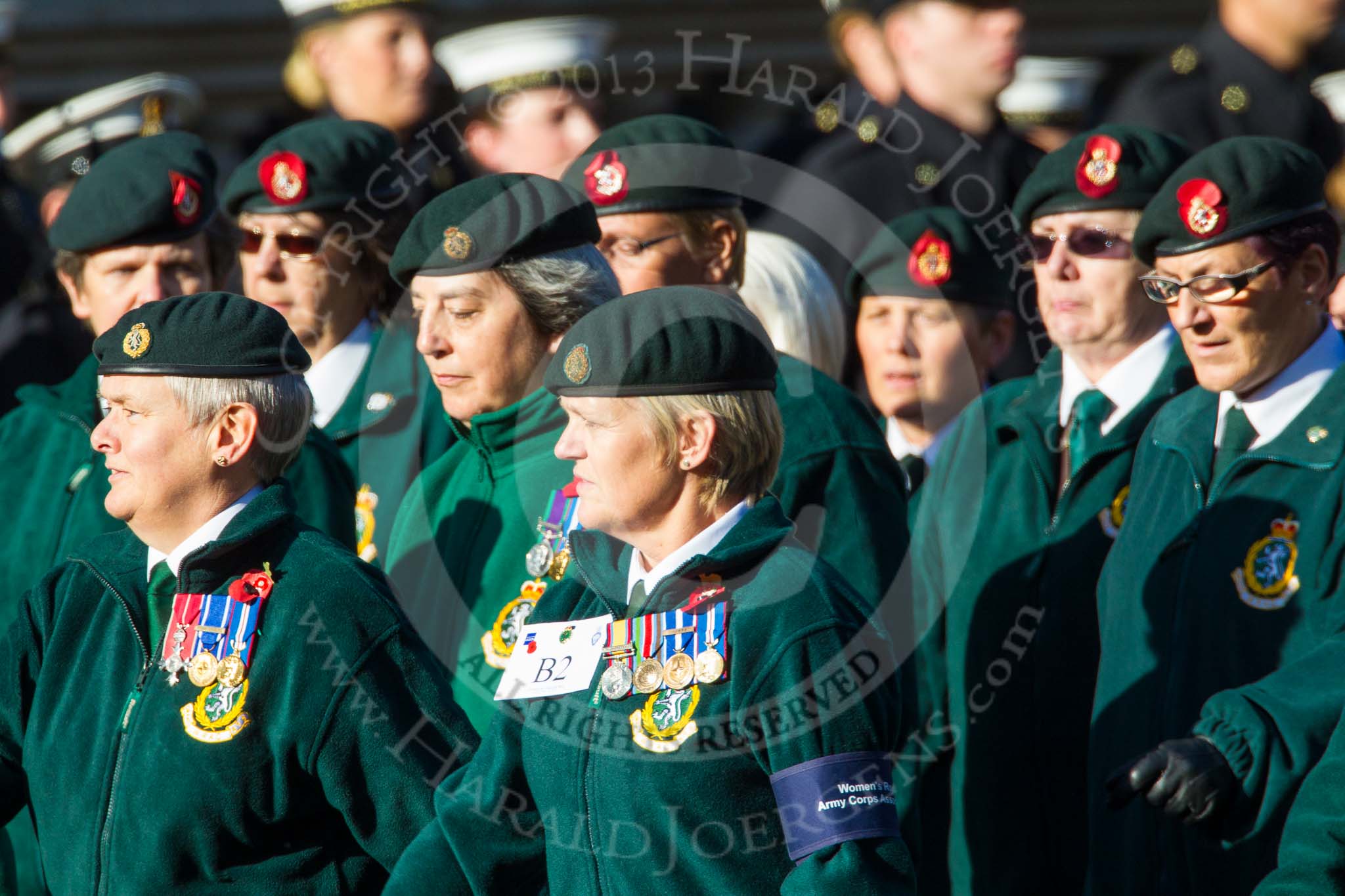 Remembrance Sunday at the Cenotaph in London 2014: Group B2 - Women's Royal Army Corps Association.
Press stand opposite the Foreign Office building, Whitehall, London SW1,
London,
Greater London,
United Kingdom,
on 09 November 2014 at 12:06, image #1499