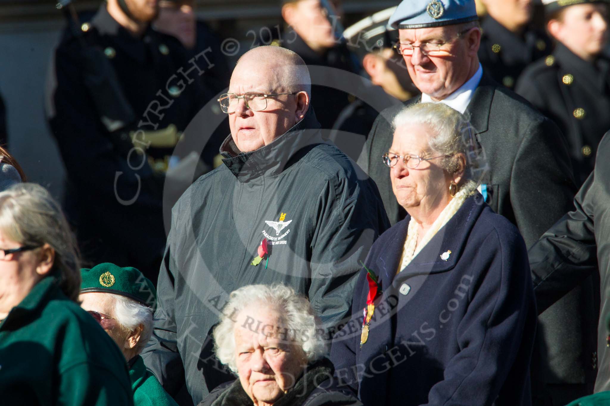 Remembrance Sunday at the Cenotaph in London 2014: v.
Press stand opposite the Foreign Office building, Whitehall, London SW1,
London,
Greater London,
United Kingdom,
on 09 November 2014 at 12:07, image #1522