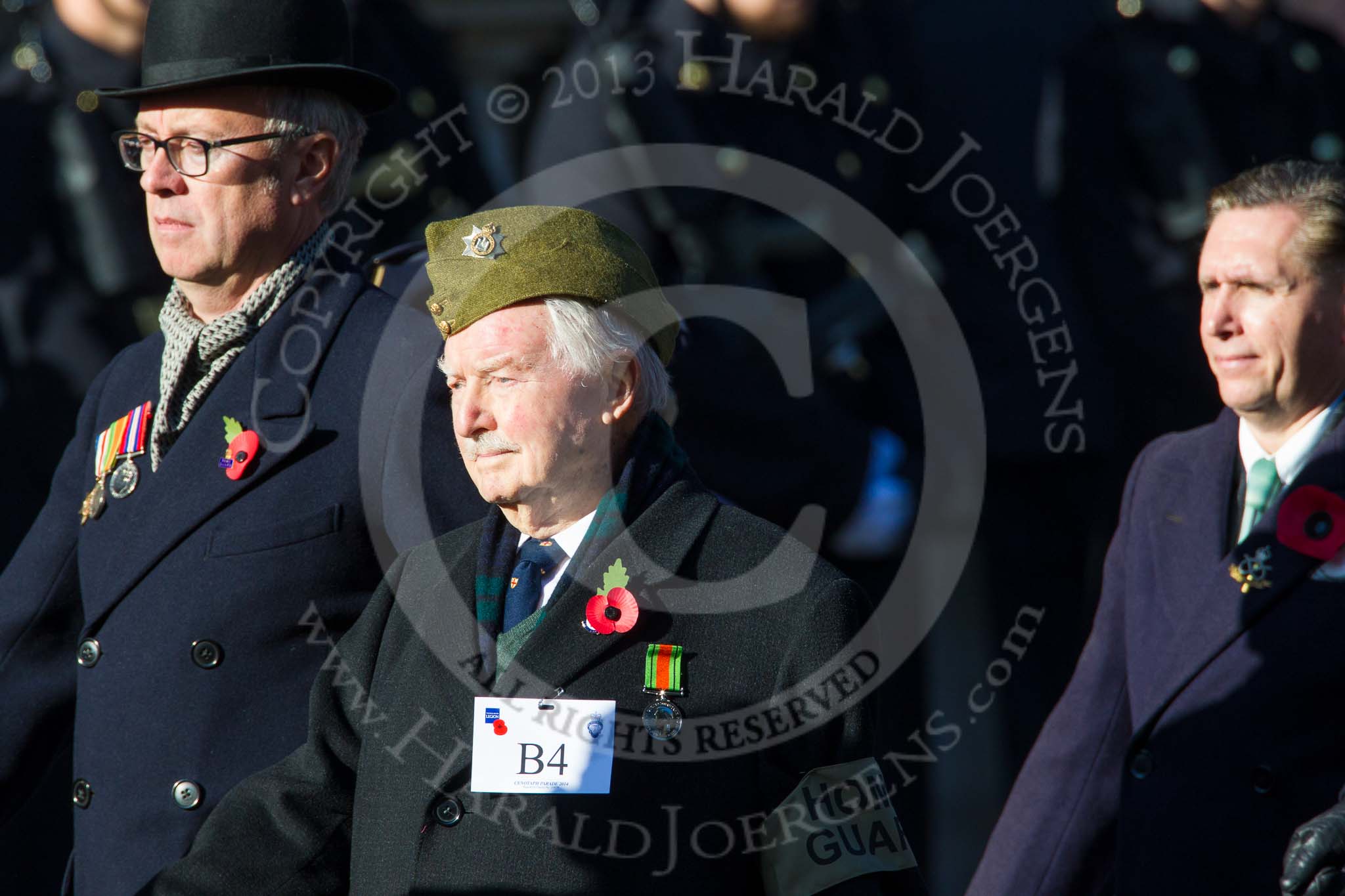 Remembrance Sunday at the Cenotaph in London 2014: Group B4 - Home Guard Association.
Press stand opposite the Foreign Office building, Whitehall, London SW1,
London,
Greater London,
United Kingdom,
on 09 November 2014 at 12:07, image #1532