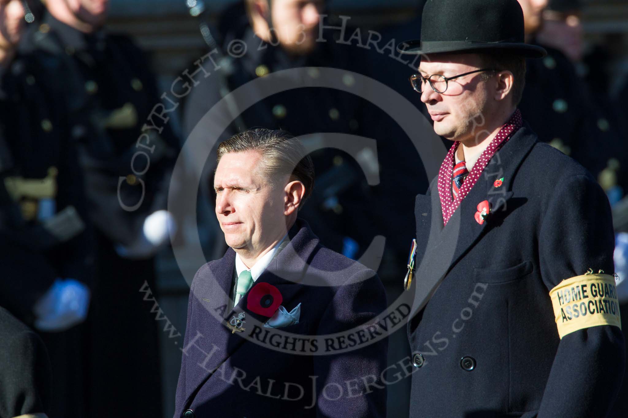 Remembrance Sunday at the Cenotaph in London 2014: Group B4 - Home Guard Association.
Press stand opposite the Foreign Office building, Whitehall, London SW1,
London,
Greater London,
United Kingdom,
on 09 November 2014 at 12:07, image #1533