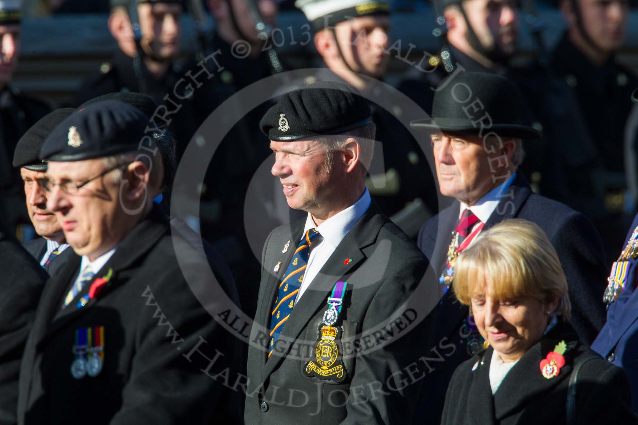 Remembrance Sunday at the Cenotaph in London 2014: Group B6 - 3rd Regiment Royal Horse Artillery Association.
Press stand opposite the Foreign Office building, Whitehall, London SW1,
London,
Greater London,
United Kingdom,
on 09 November 2014 at 12:07, image #1553
