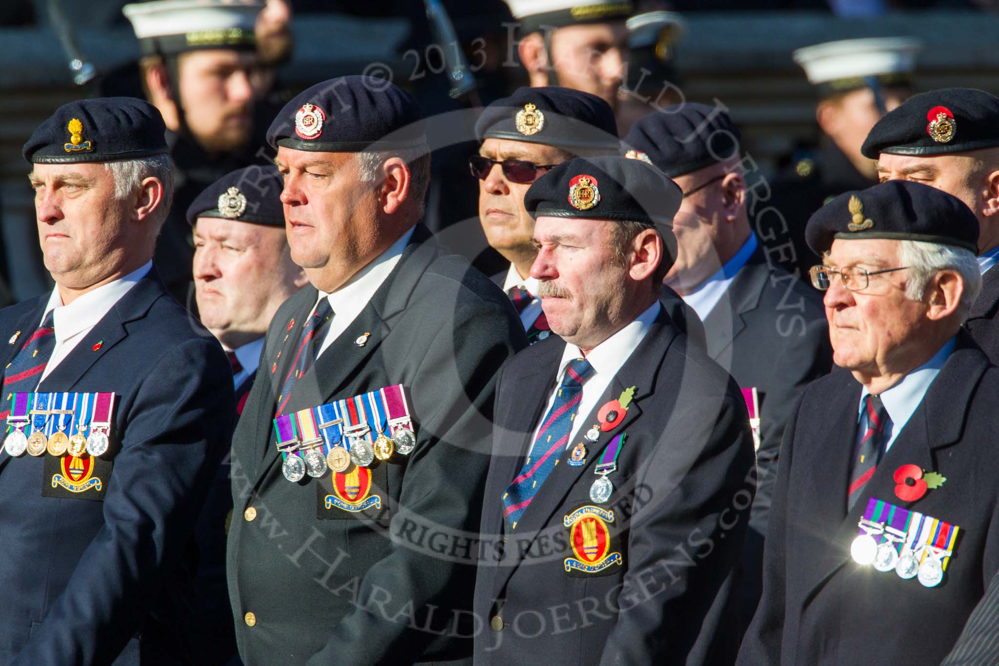 Remembrance Sunday at the Cenotaph in London 2014: Group B9 - Royal Engineers Bomb Disposal Association.
Press stand opposite the Foreign Office building, Whitehall, London SW1,
London,
Greater London,
United Kingdom,
on 09 November 2014 at 12:08, image #1577