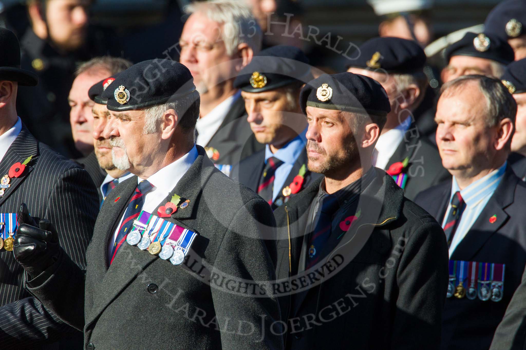 Remembrance Sunday at the Cenotaph in London 2014: Group B9 - Royal Engineers Bomb Disposal Association.
Press stand opposite the Foreign Office building, Whitehall, London SW1,
London,
Greater London,
United Kingdom,
on 09 November 2014 at 12:08, image #1580