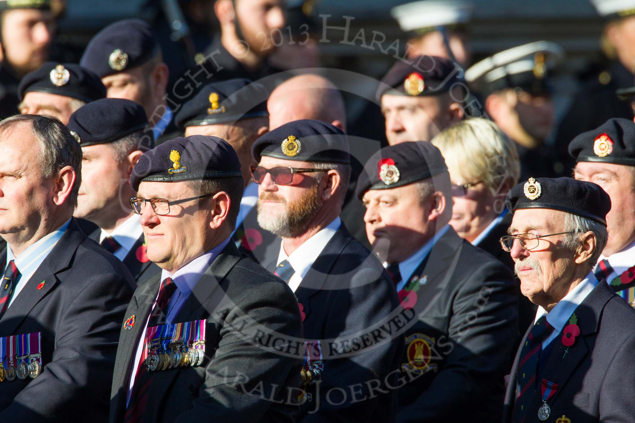 Remembrance Sunday at the Cenotaph in London 2014: Group B9 - Royal Engineers Bomb Disposal Association.
Press stand opposite the Foreign Office building, Whitehall, London SW1,
London,
Greater London,
United Kingdom,
on 09 November 2014 at 12:08, image #1581