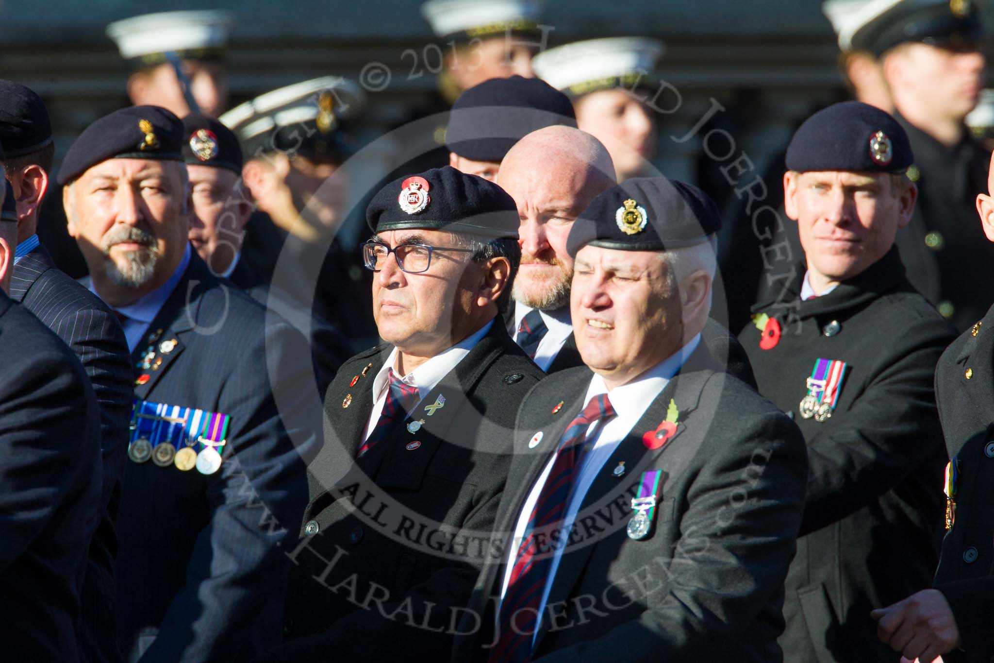 Remembrance Sunday at the Cenotaph in London 2014: Group B9 - Royal Engineers Bomb Disposal Association.
Press stand opposite the Foreign Office building, Whitehall, London SW1,
London,
Greater London,
United Kingdom,
on 09 November 2014 at 12:08, image #1589