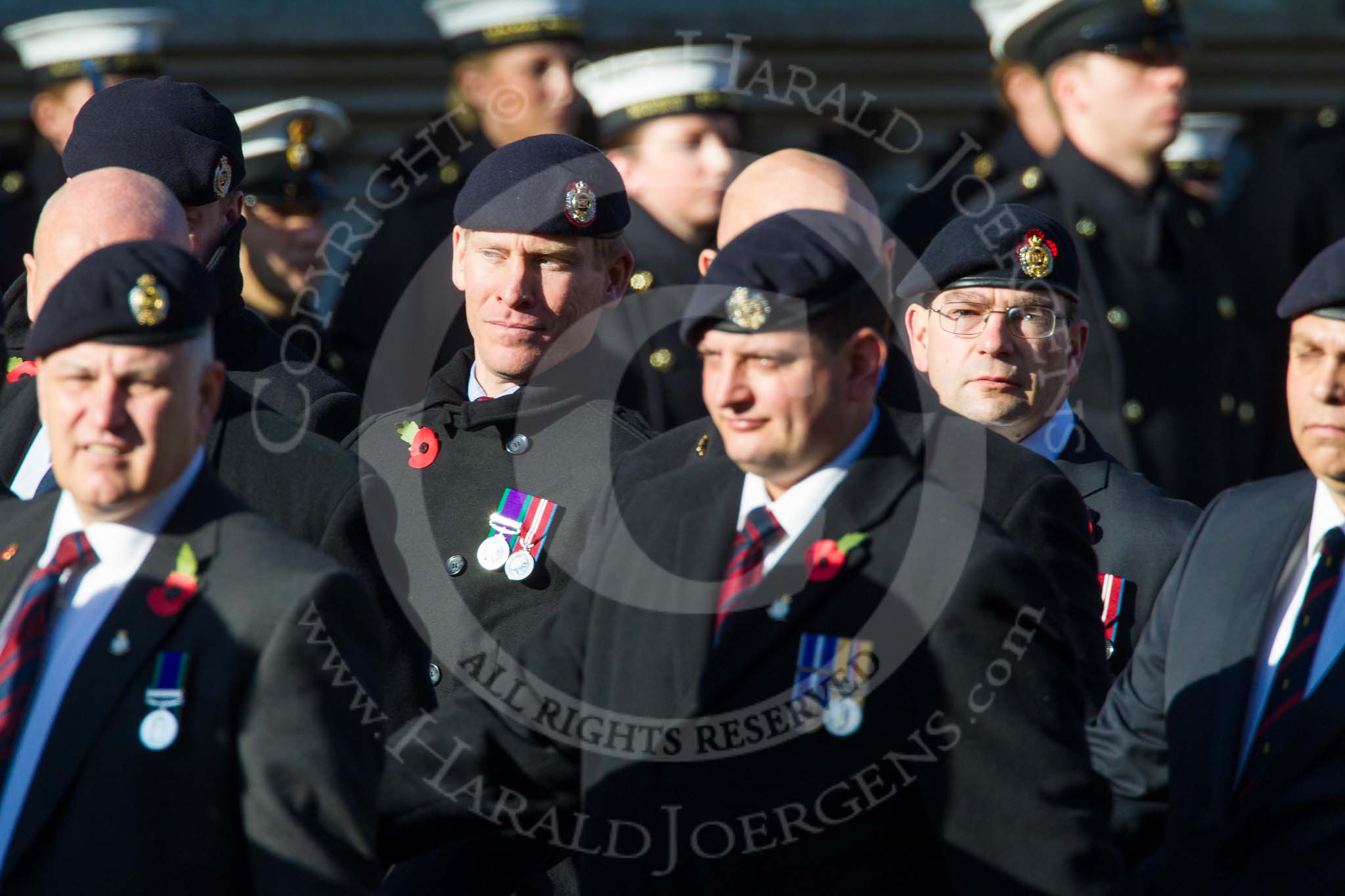 Remembrance Sunday at the Cenotaph in London 2014: Group B9 - Royal Engineers Bomb Disposal Association.
Press stand opposite the Foreign Office building, Whitehall, London SW1,
London,
Greater London,
United Kingdom,
on 09 November 2014 at 12:08, image #1590