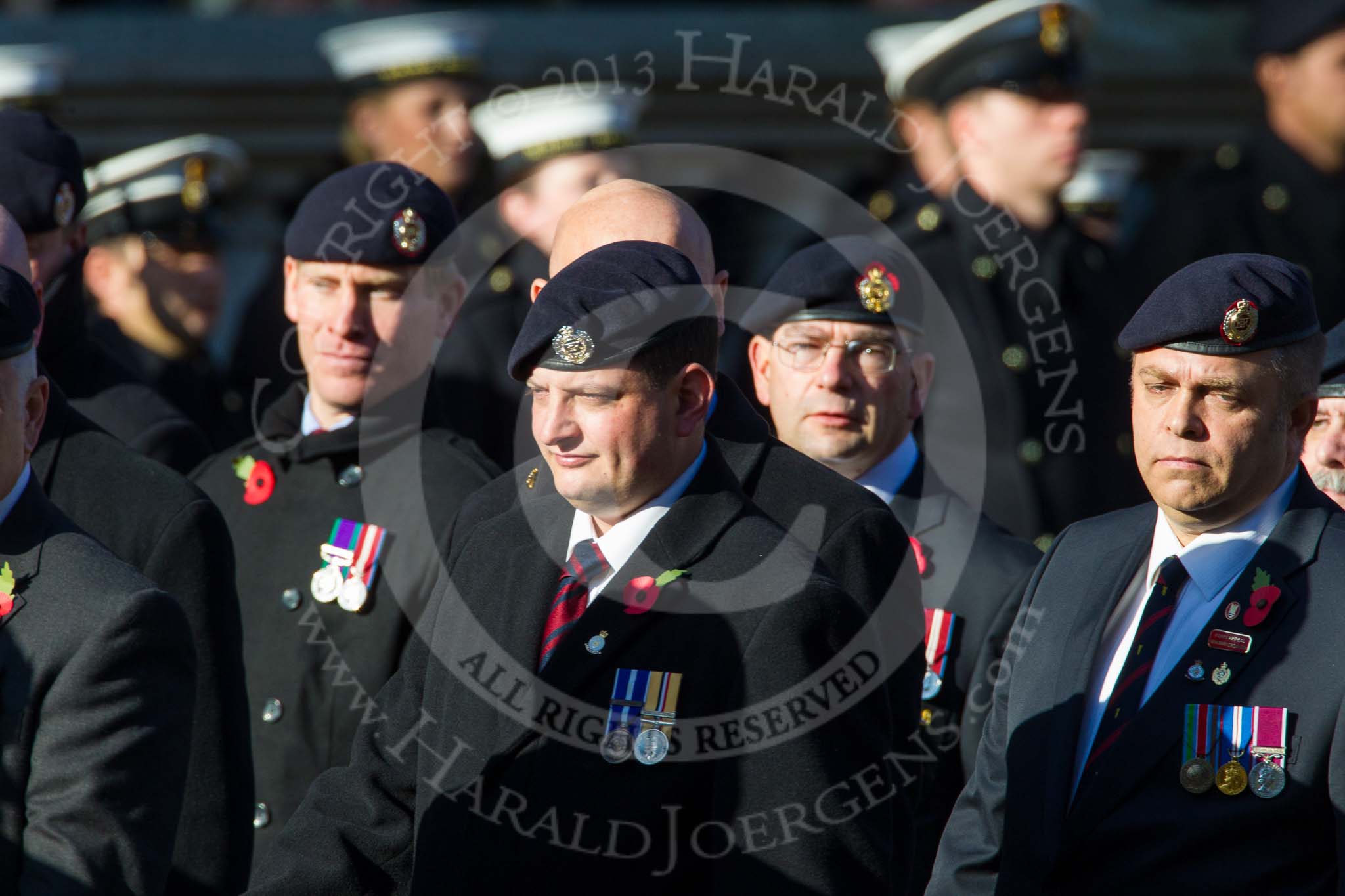 Remembrance Sunday at the Cenotaph in London 2014: Group B9 - Royal Engineers Bomb Disposal Association.
Press stand opposite the Foreign Office building, Whitehall, London SW1,
London,
Greater London,
United Kingdom,
on 09 November 2014 at 12:08, image #1591