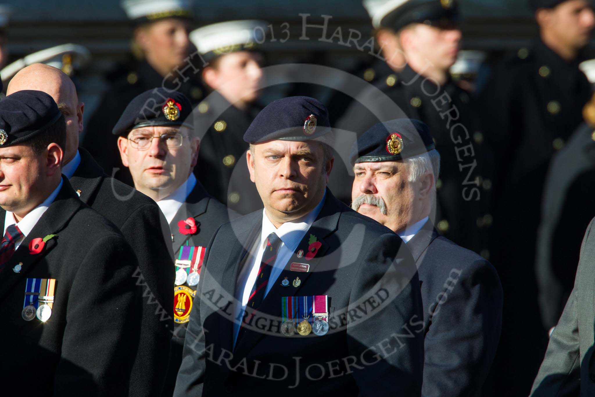 Remembrance Sunday at the Cenotaph in London 2014: Group B9 - Royal Engineers Bomb Disposal Association.
Press stand opposite the Foreign Office building, Whitehall, London SW1,
London,
Greater London,
United Kingdom,
on 09 November 2014 at 12:08, image #1592