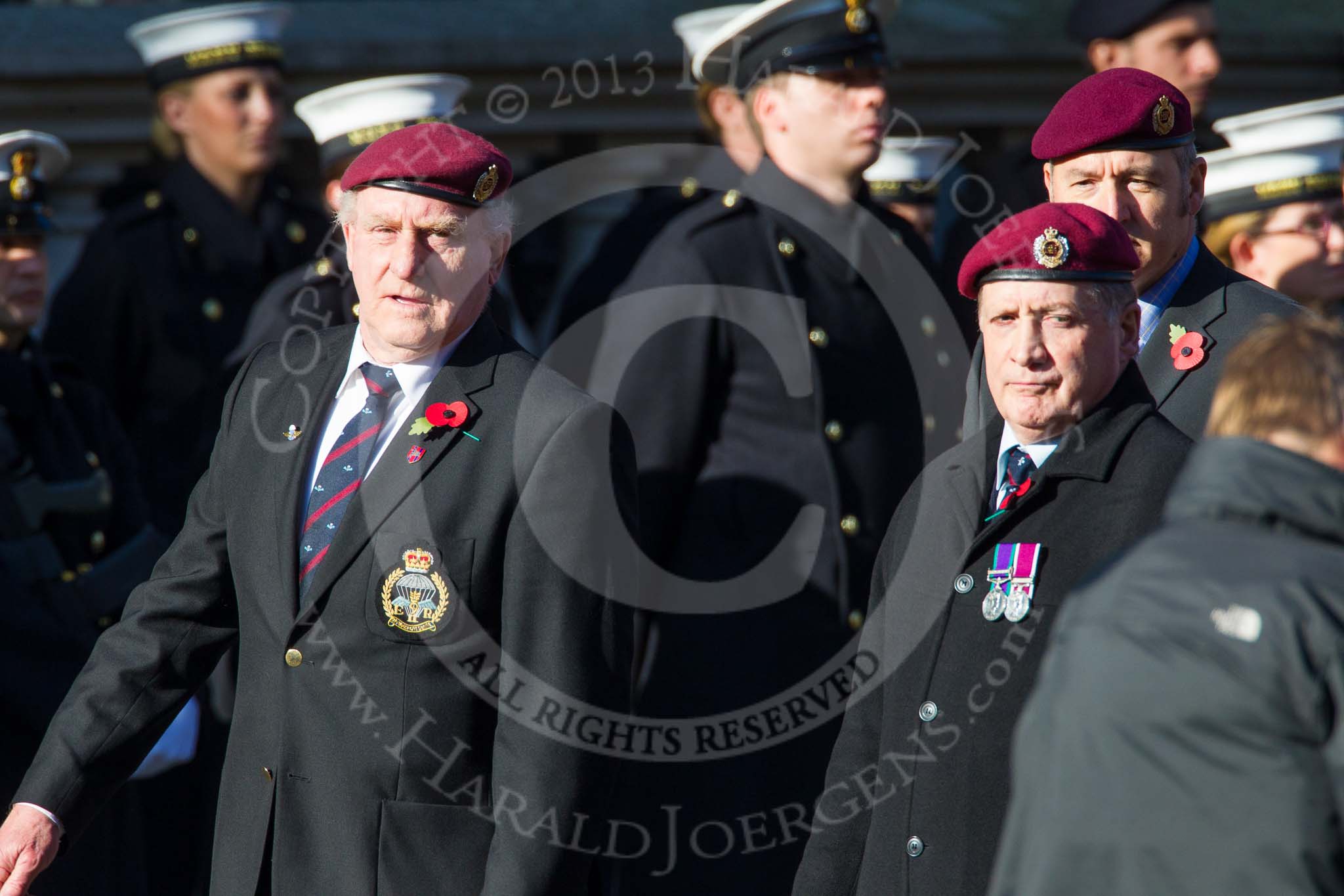 Remembrance Sunday at the Cenotaph in London 2014: Group B10 - Airborne Engineers Association.
Press stand opposite the Foreign Office building, Whitehall, London SW1,
London,
Greater London,
United Kingdom,
on 09 November 2014 at 12:08, image #1595