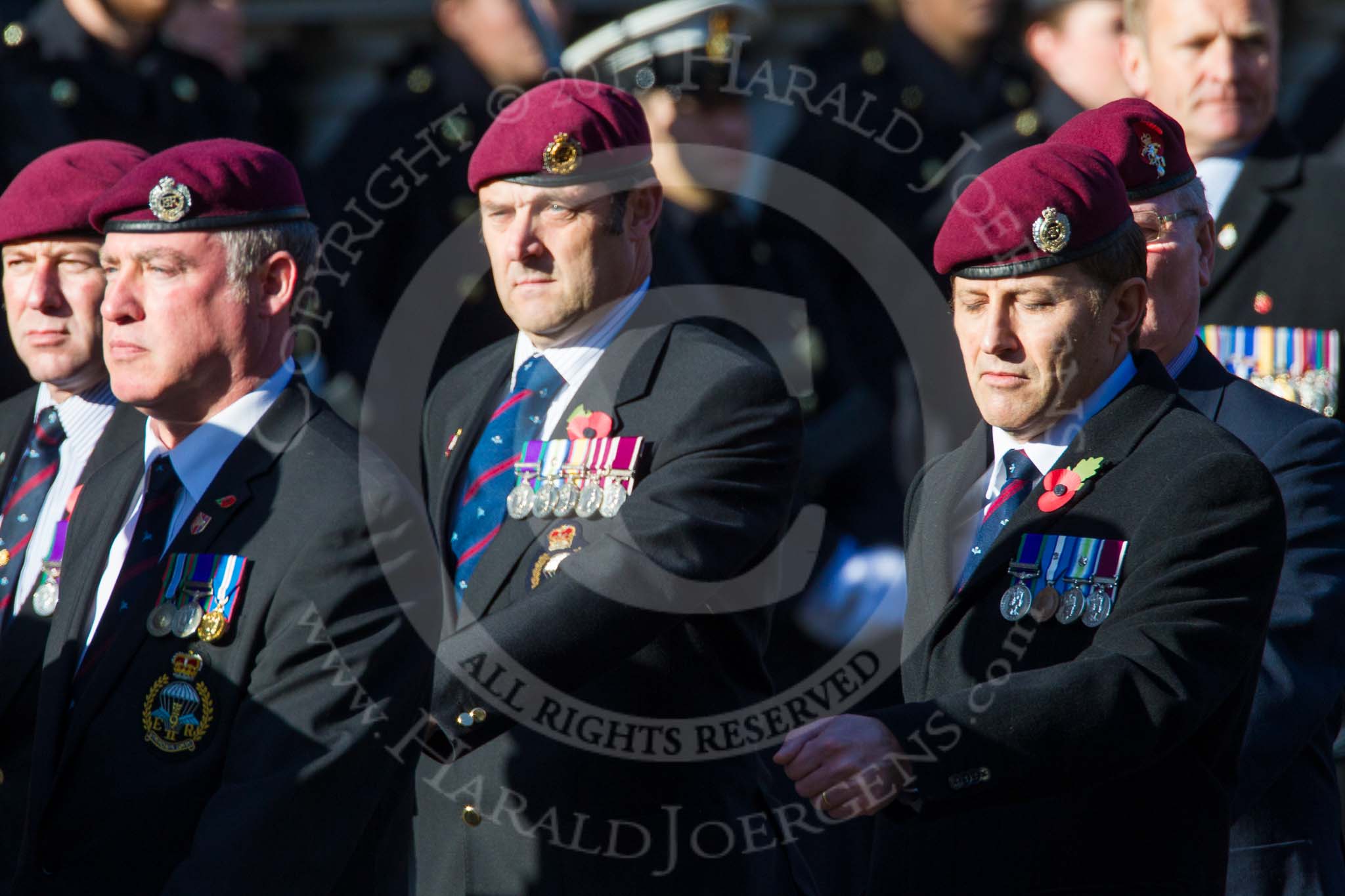 Remembrance Sunday at the Cenotaph in London 2014: Group B10 - Airborne Engineers Association.
Press stand opposite the Foreign Office building, Whitehall, London SW1,
London,
Greater London,
United Kingdom,
on 09 November 2014 at 12:08, image #1602