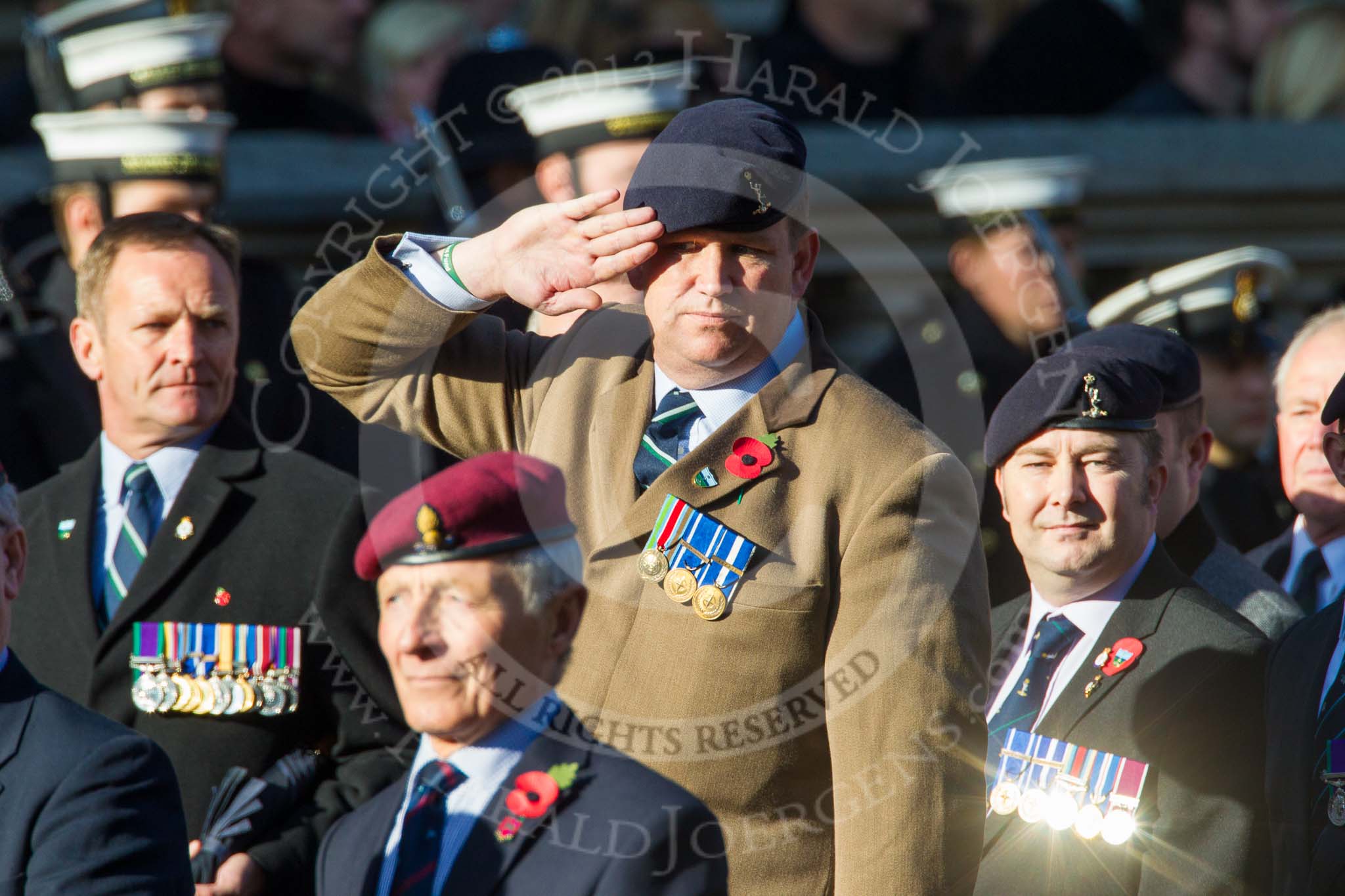 Remembrance Sunday at the Cenotaph in London 2014: Group B11 - Royal Signals Association.
Press stand opposite the Foreign Office building, Whitehall, London SW1,
London,
Greater London,
United Kingdom,
on 09 November 2014 at 12:08, image #1606