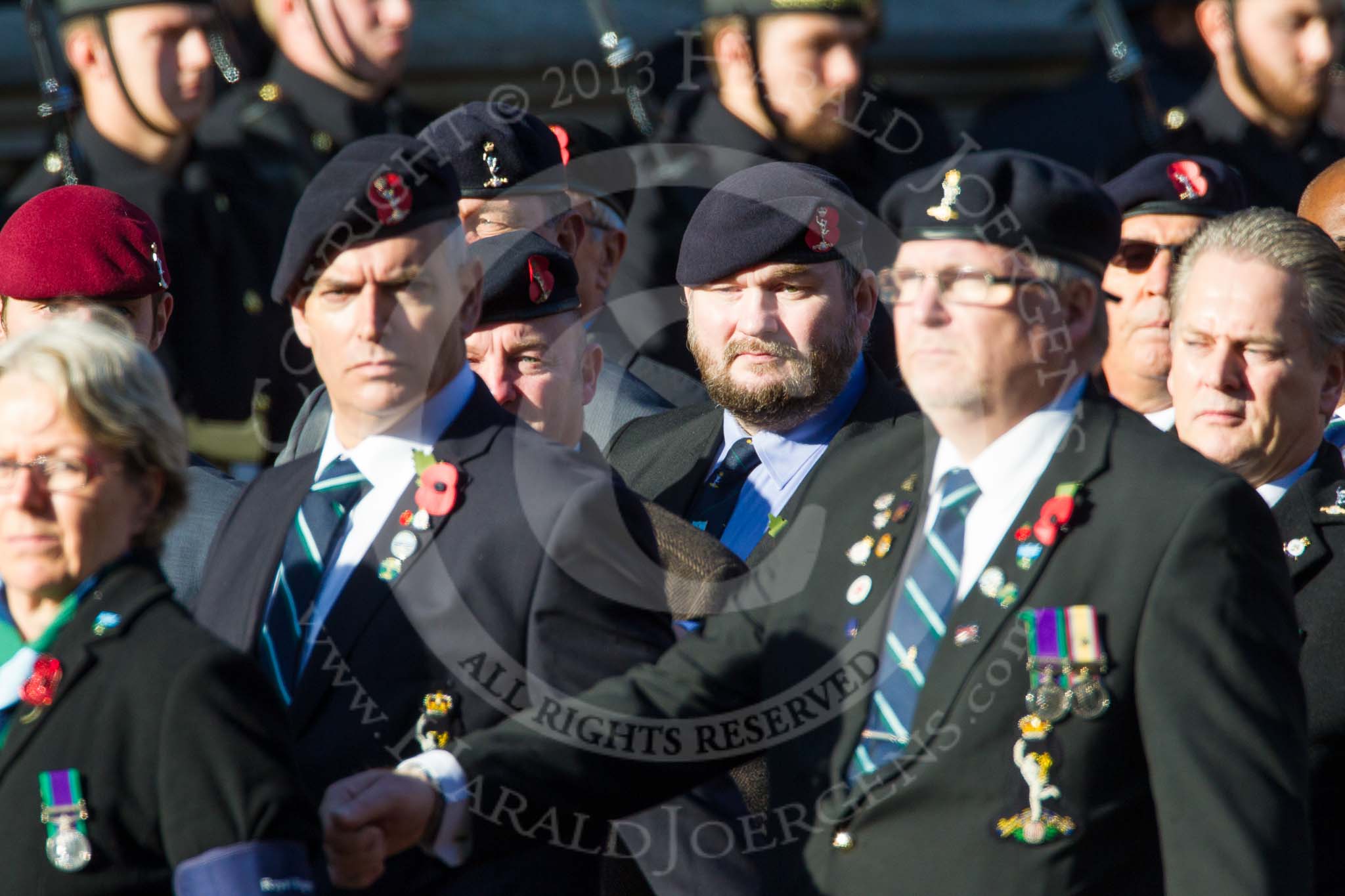 Remembrance Sunday at the Cenotaph in London 2014: Group B11 - Royal Signals Association.
Press stand opposite the Foreign Office building, Whitehall, London SW1,
London,
Greater London,
United Kingdom,
on 09 November 2014 at 12:08, image #1612