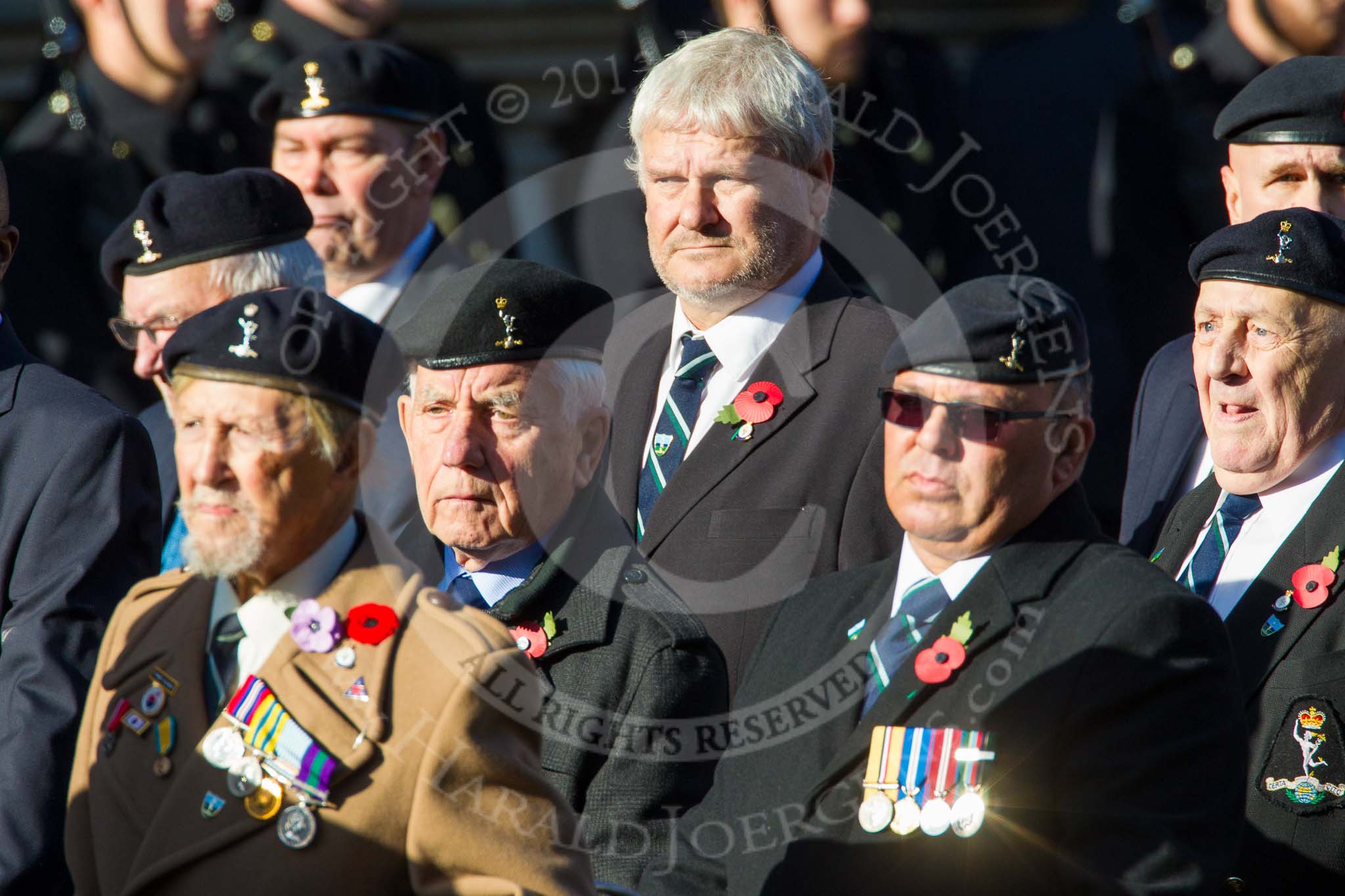 Remembrance Sunday at the Cenotaph in London 2014: Group B11 - Royal Signals Association.
Press stand opposite the Foreign Office building, Whitehall, London SW1,
London,
Greater London,
United Kingdom,
on 09 November 2014 at 12:08, image #1616