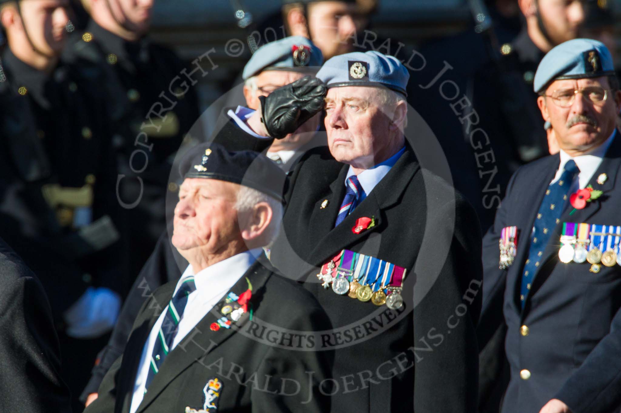 Remembrance Sunday at the Cenotaph in London 2014: Group B12 - Army Air Corps Association.
Press stand opposite the Foreign Office building, Whitehall, London SW1,
London,
Greater London,
United Kingdom,
on 09 November 2014 at 12:08, image #1623