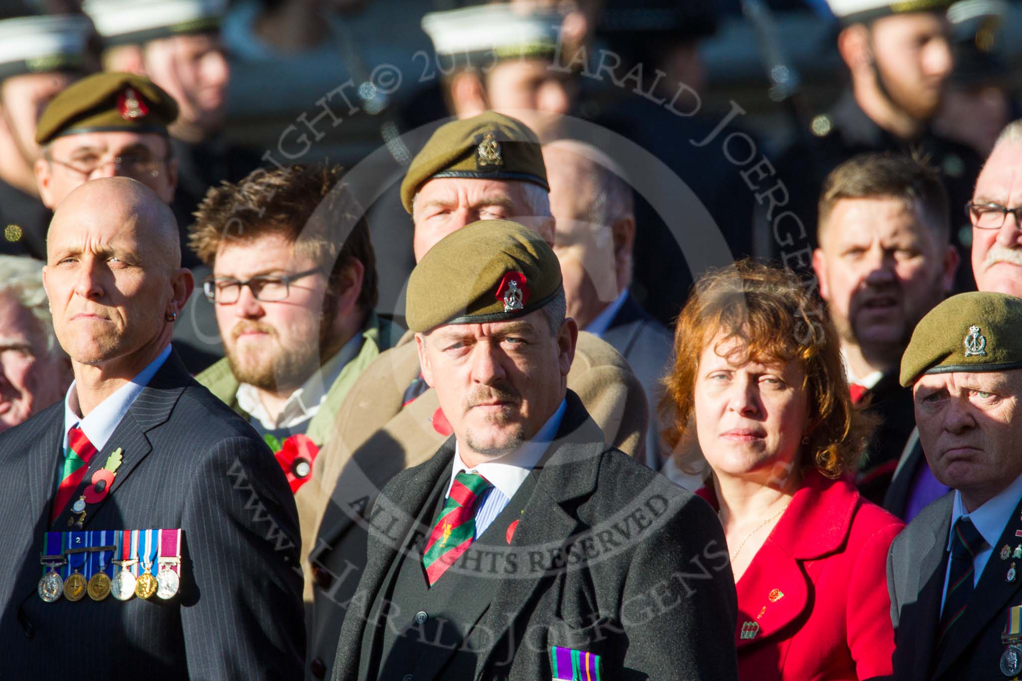 Remembrance Sunday at the Cenotaph in London 2014: Group B16 - Royal Pioneer Corps Association.
Press stand opposite the Foreign Office building, Whitehall, London SW1,
London,
Greater London,
United Kingdom,
on 09 November 2014 at 12:10, image #1689