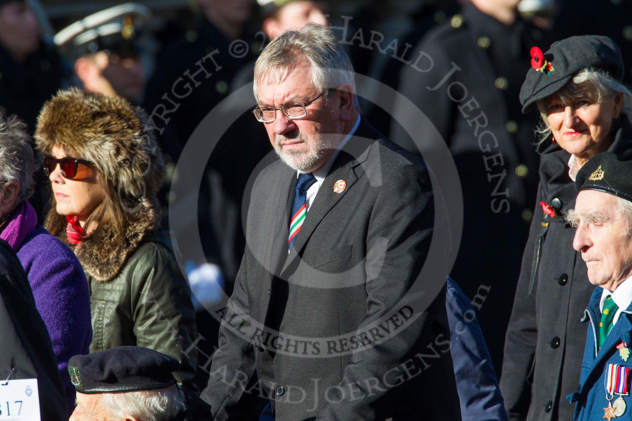 Remembrance Sunday at the Cenotaph in London 2014: Group B17 - Reconnaissance Corps.
Press stand opposite the Foreign Office building, Whitehall, London SW1,
London,
Greater London,
United Kingdom,
on 09 November 2014 at 12:10, image #1700