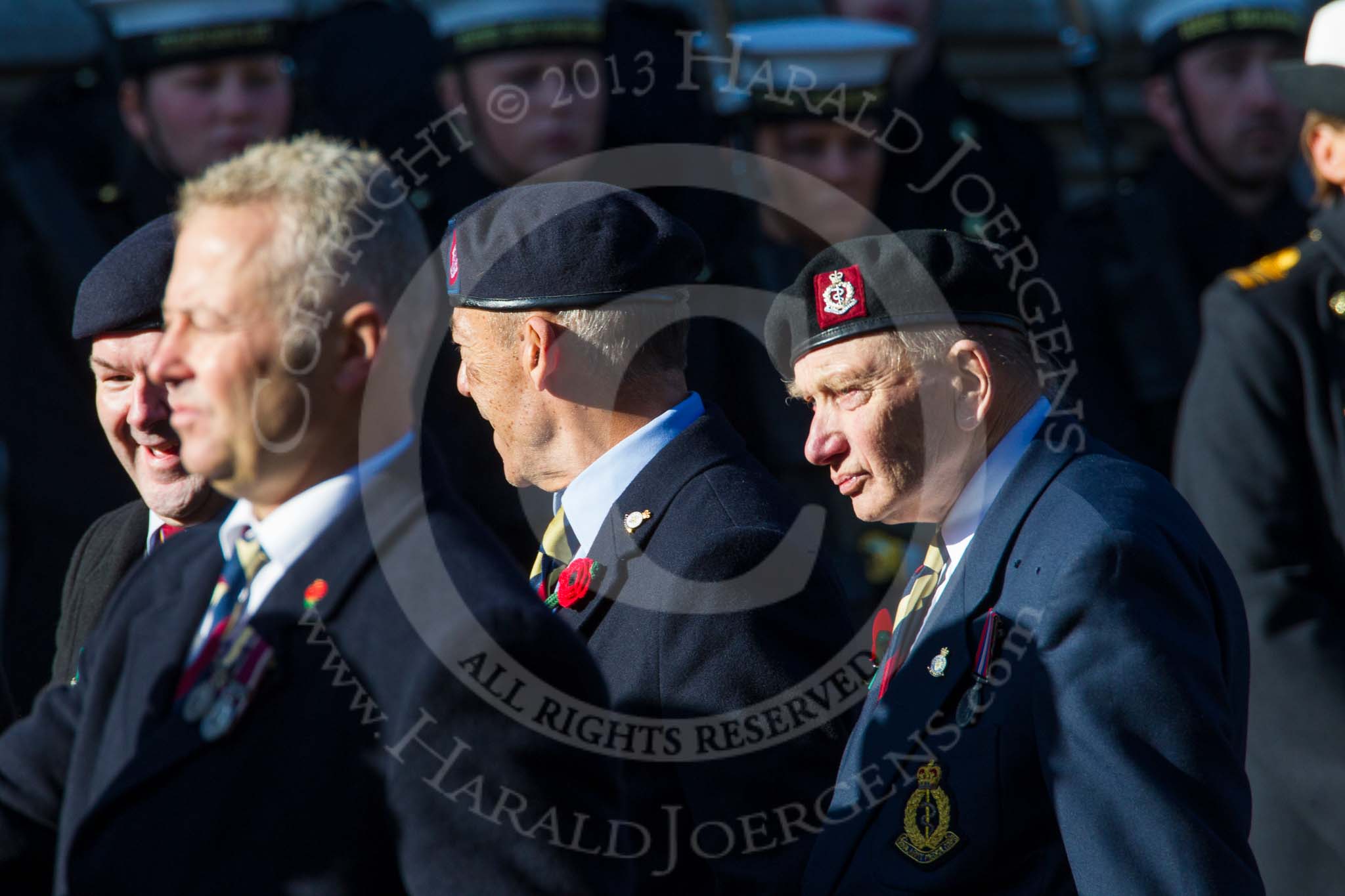 Remembrance Sunday at the Cenotaph in London 2014: Group B18 - Royal Army Medical Corps Association.
Press stand opposite the Foreign Office building, Whitehall, London SW1,
London,
Greater London,
United Kingdom,
on 09 November 2014 at 12:10, image #1712