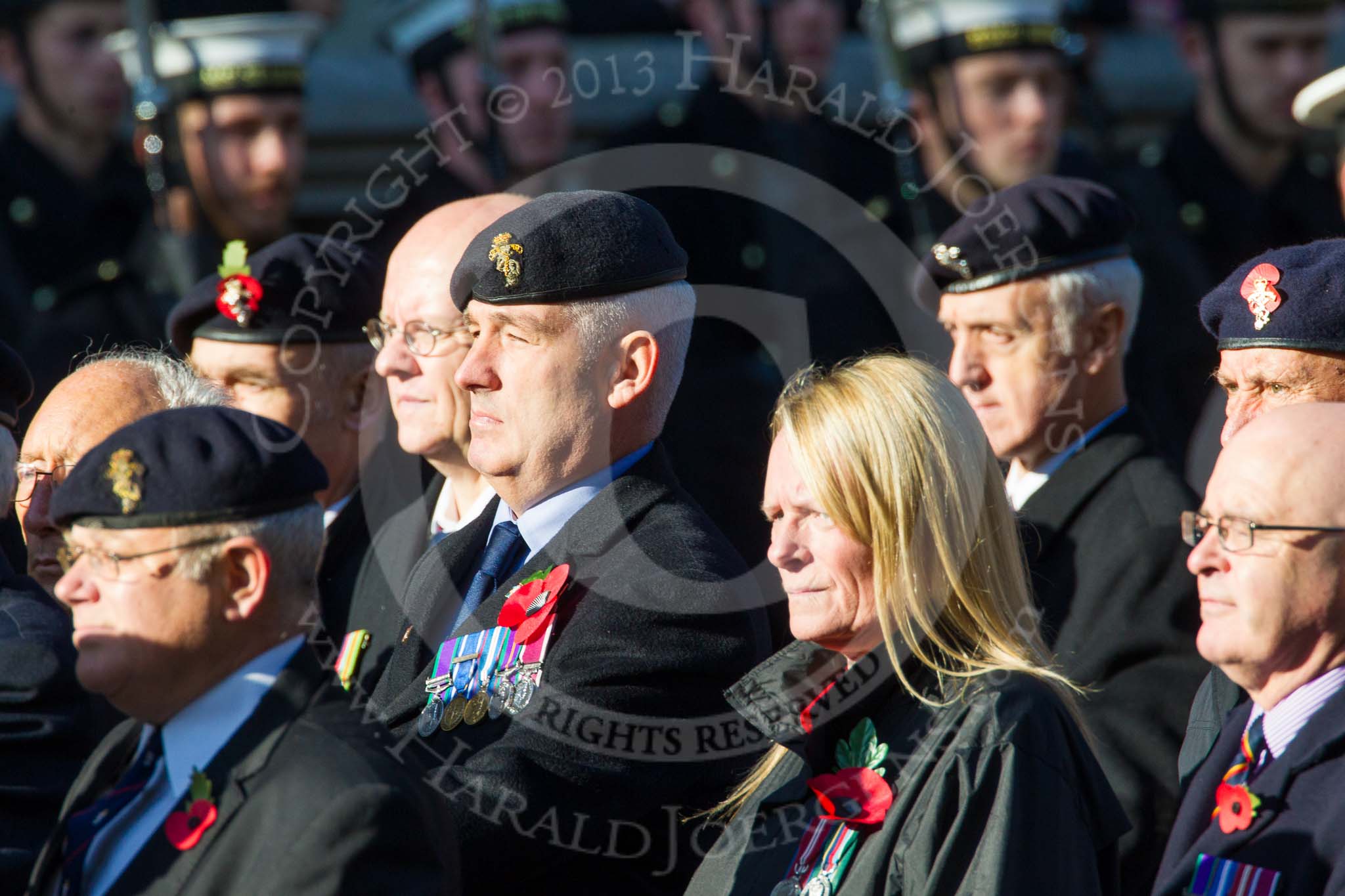 Remembrance Sunday at the Cenotaph in London 2014: Group B19 - Royal Electrical & Mechanical Engineers Association.
Press stand opposite the Foreign Office building, Whitehall, London SW1,
London,
Greater London,
United Kingdom,
on 09 November 2014 at 12:10, image #1723