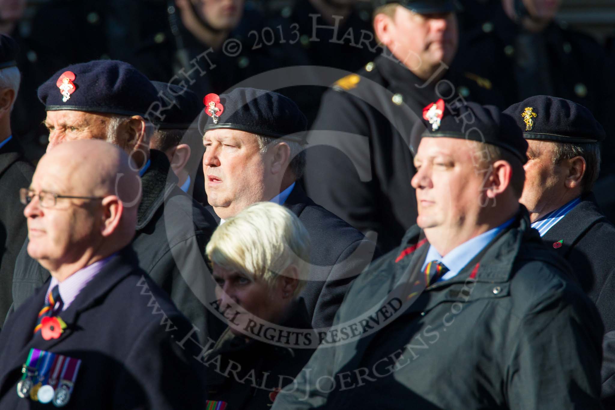 Remembrance Sunday at the Cenotaph in London 2014: Group B19 - Royal Electrical & Mechanical Engineers Association.
Press stand opposite the Foreign Office building, Whitehall, London SW1,
London,
Greater London,
United Kingdom,
on 09 November 2014 at 12:10, image #1726