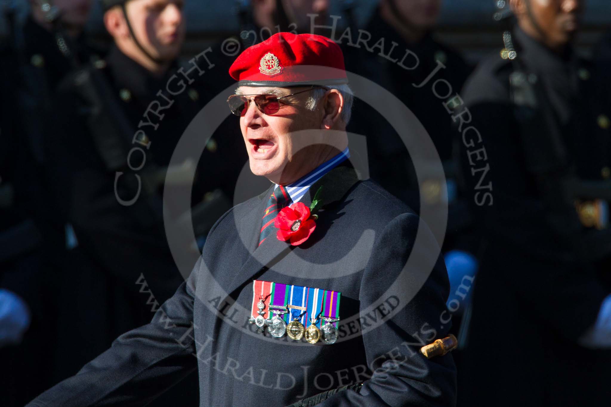 Remembrance Sunday at the Cenotaph in London 2014: Group B20 - Royal Military Police Association.
Press stand opposite the Foreign Office building, Whitehall, London SW1,
London,
Greater London,
United Kingdom,
on 09 November 2014 at 12:11, image #1730