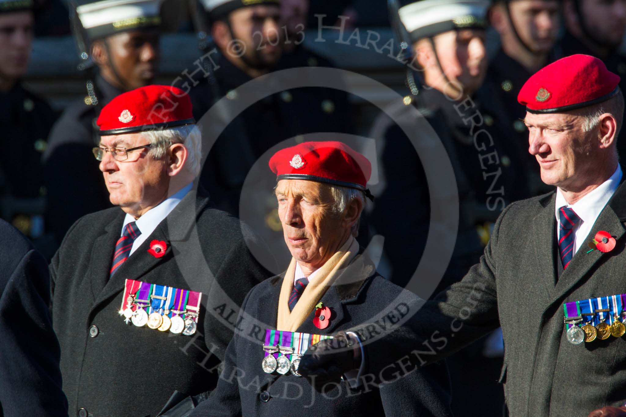 Remembrance Sunday at the Cenotaph in London 2014: Group B20 - Royal Military Police Association.
Press stand opposite the Foreign Office building, Whitehall, London SW1,
London,
Greater London,
United Kingdom,
on 09 November 2014 at 12:11, image #1732
