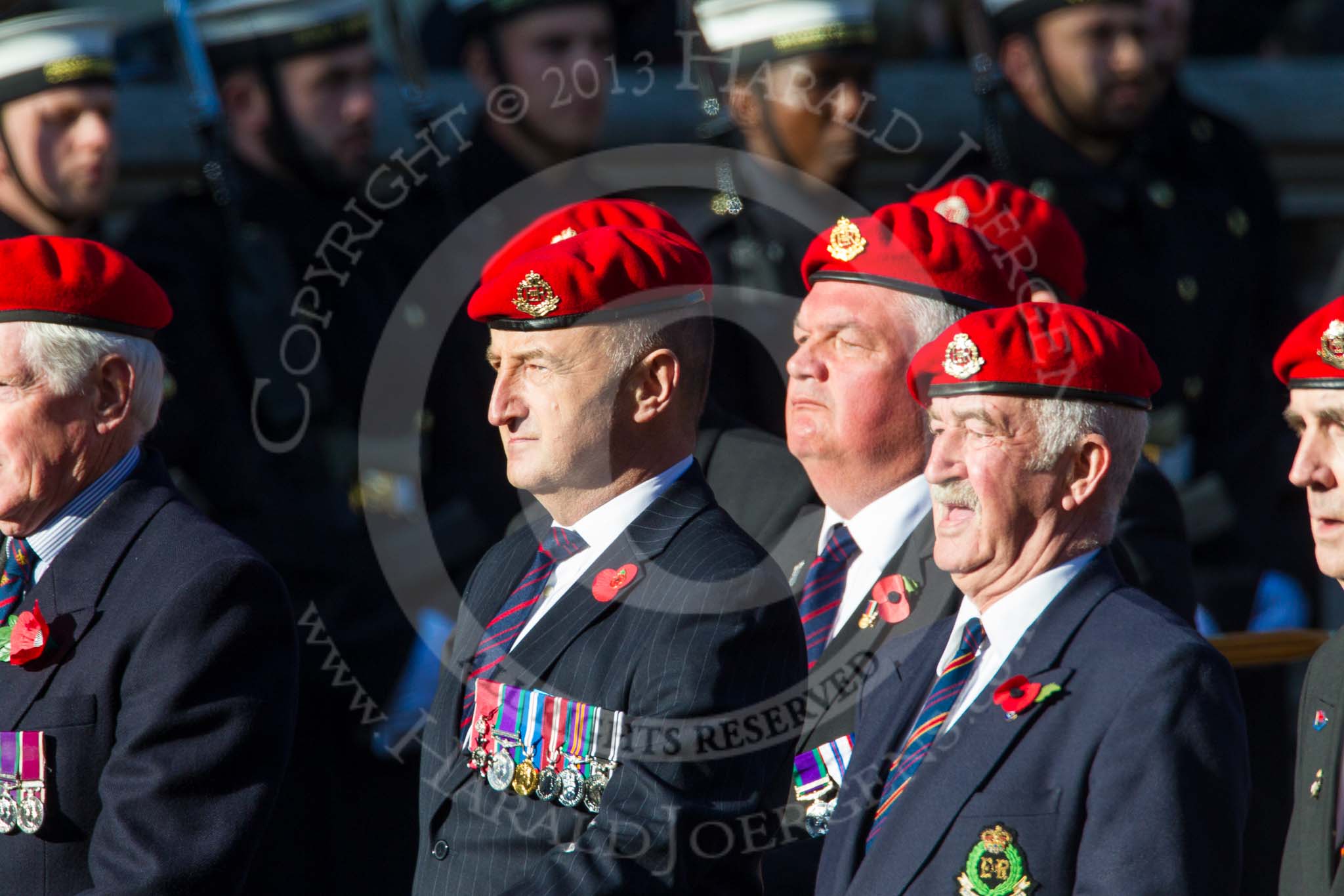 Remembrance Sunday at the Cenotaph in London 2014: Group B20 - Royal Military Police Association.
Press stand opposite the Foreign Office building, Whitehall, London SW1,
London,
Greater London,
United Kingdom,
on 09 November 2014 at 12:11, image #1737