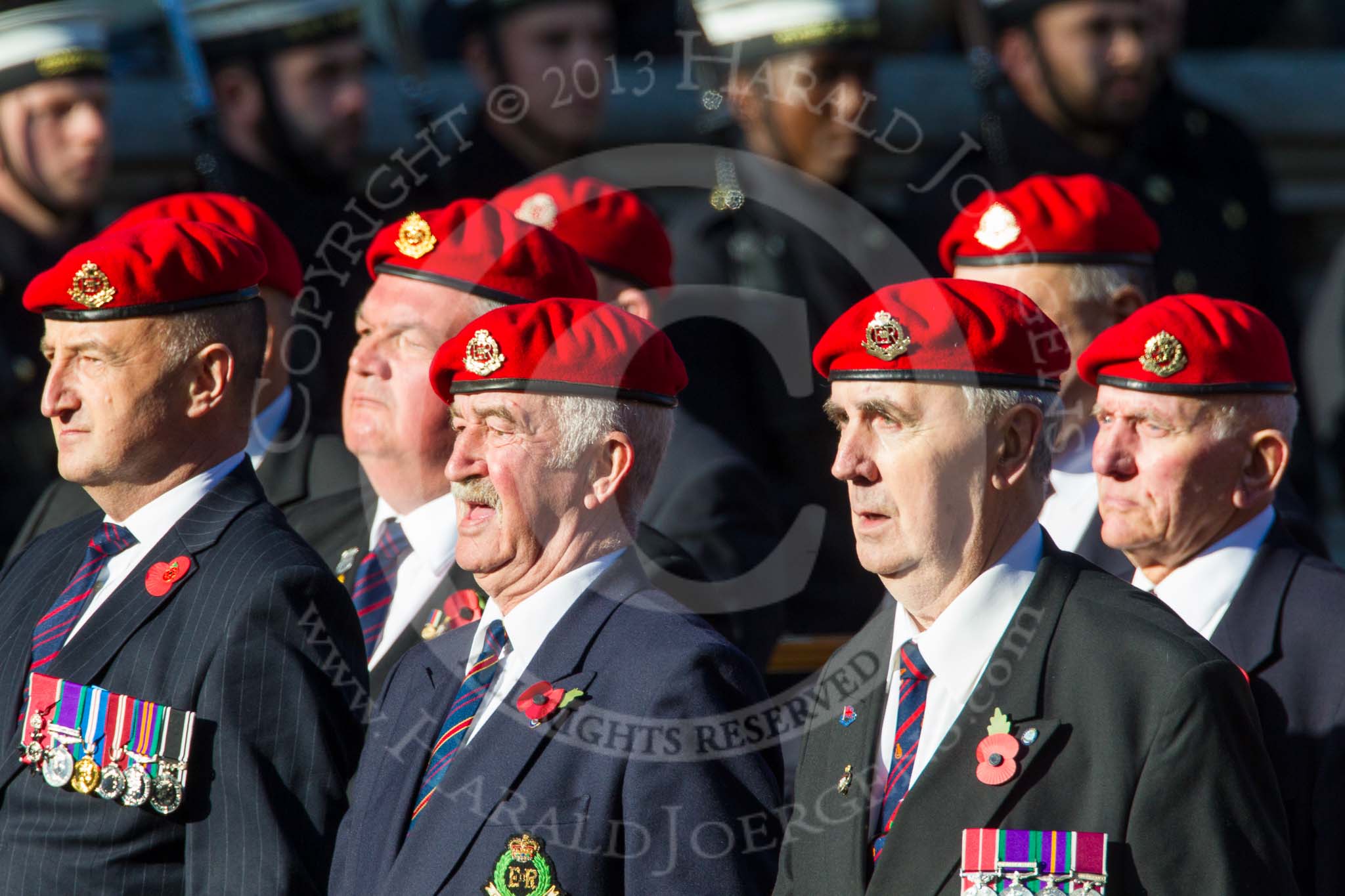 Remembrance Sunday at the Cenotaph in London 2014: Group B20 - Royal Military Police Association.
Press stand opposite the Foreign Office building, Whitehall, London SW1,
London,
Greater London,
United Kingdom,
on 09 November 2014 at 12:11, image #1738