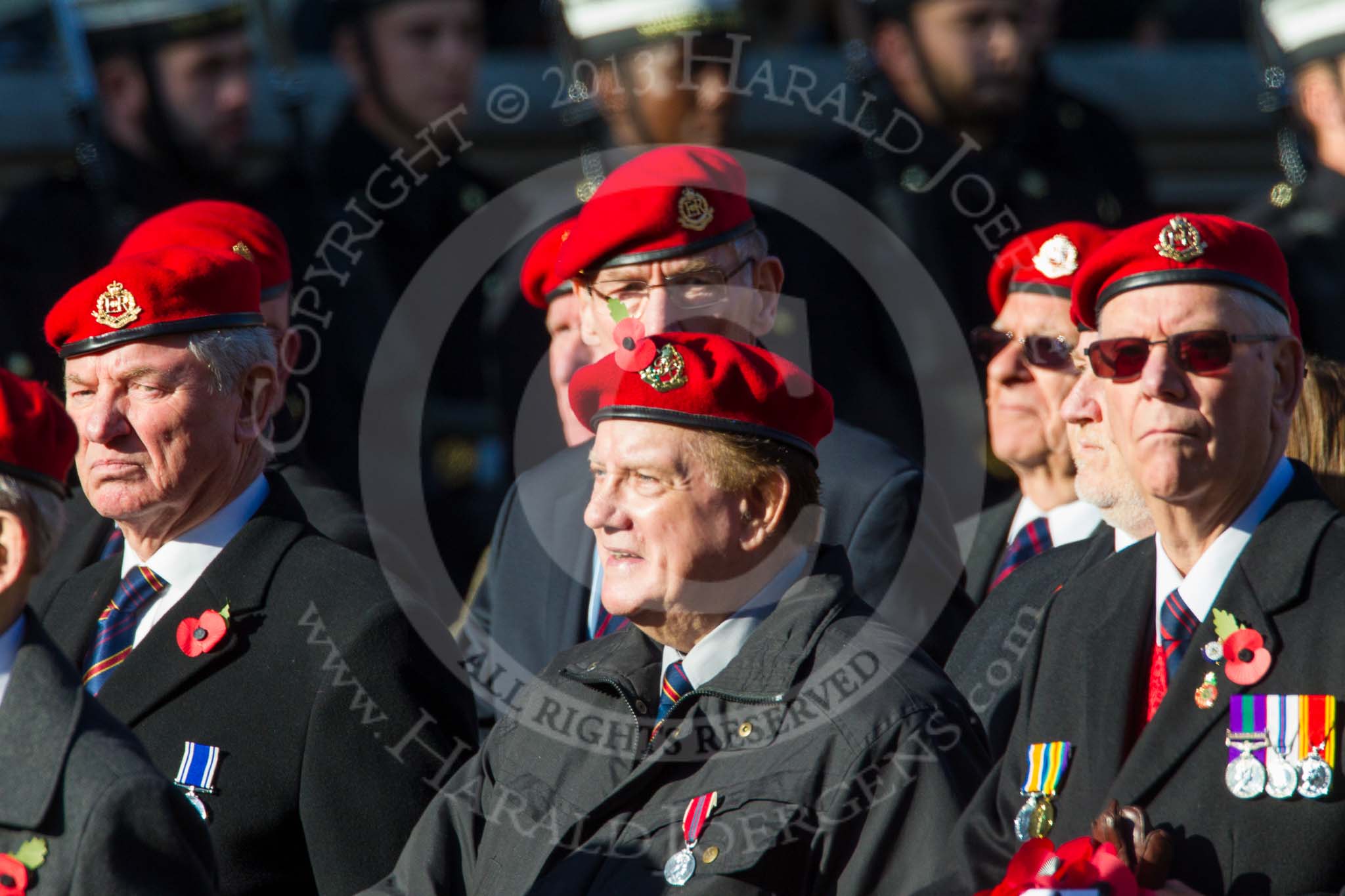 Remembrance Sunday at the Cenotaph in London 2014: Group B20 - Royal Military Police Association.
Press stand opposite the Foreign Office building, Whitehall, London SW1,
London,
Greater London,
United Kingdom,
on 09 November 2014 at 12:11, image #1740