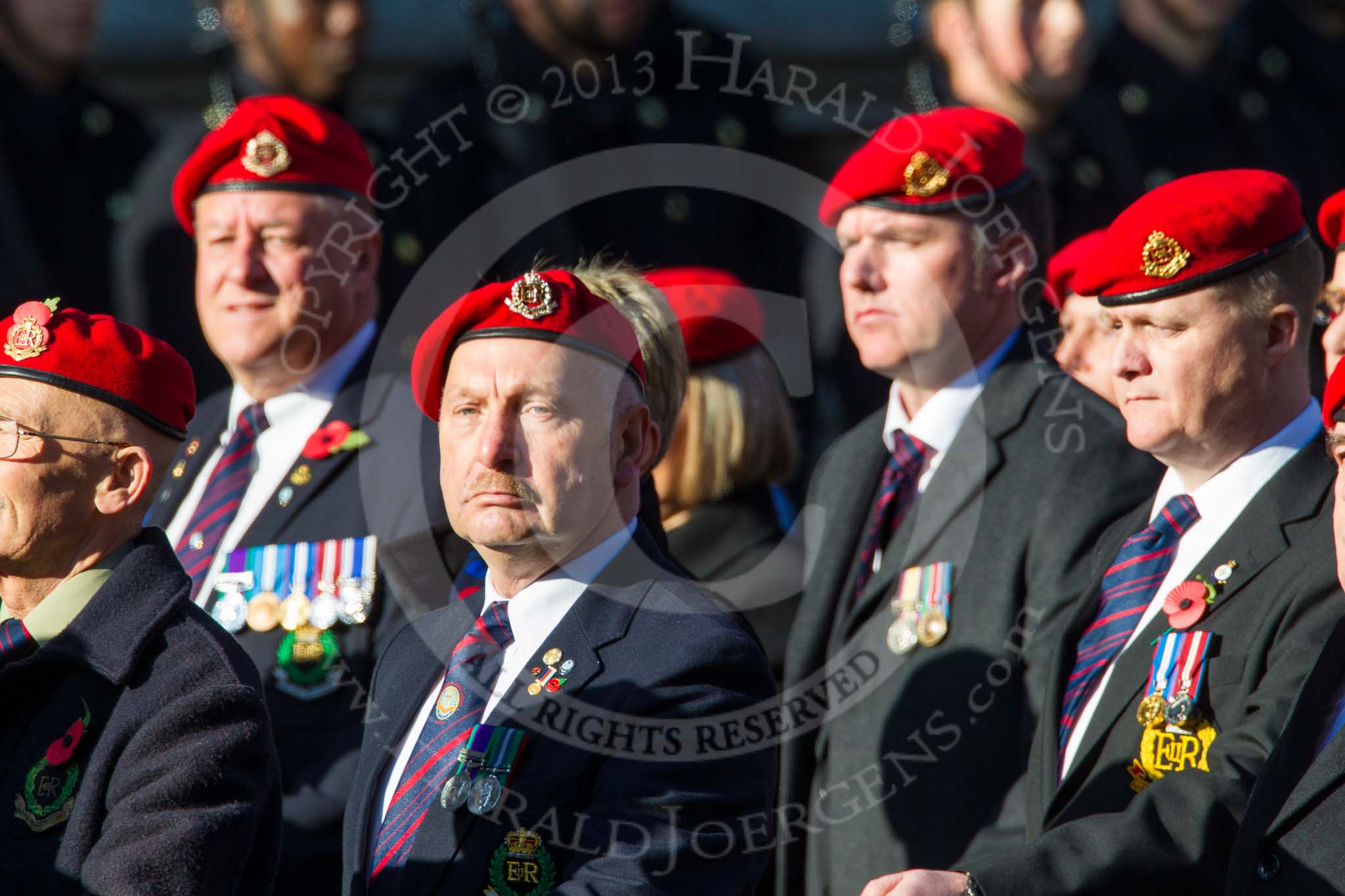Remembrance Sunday at the Cenotaph in London 2014: Group B20 - Royal Military Police Association.
Press stand opposite the Foreign Office building, Whitehall, London SW1,
London,
Greater London,
United Kingdom,
on 09 November 2014 at 12:11, image #1746