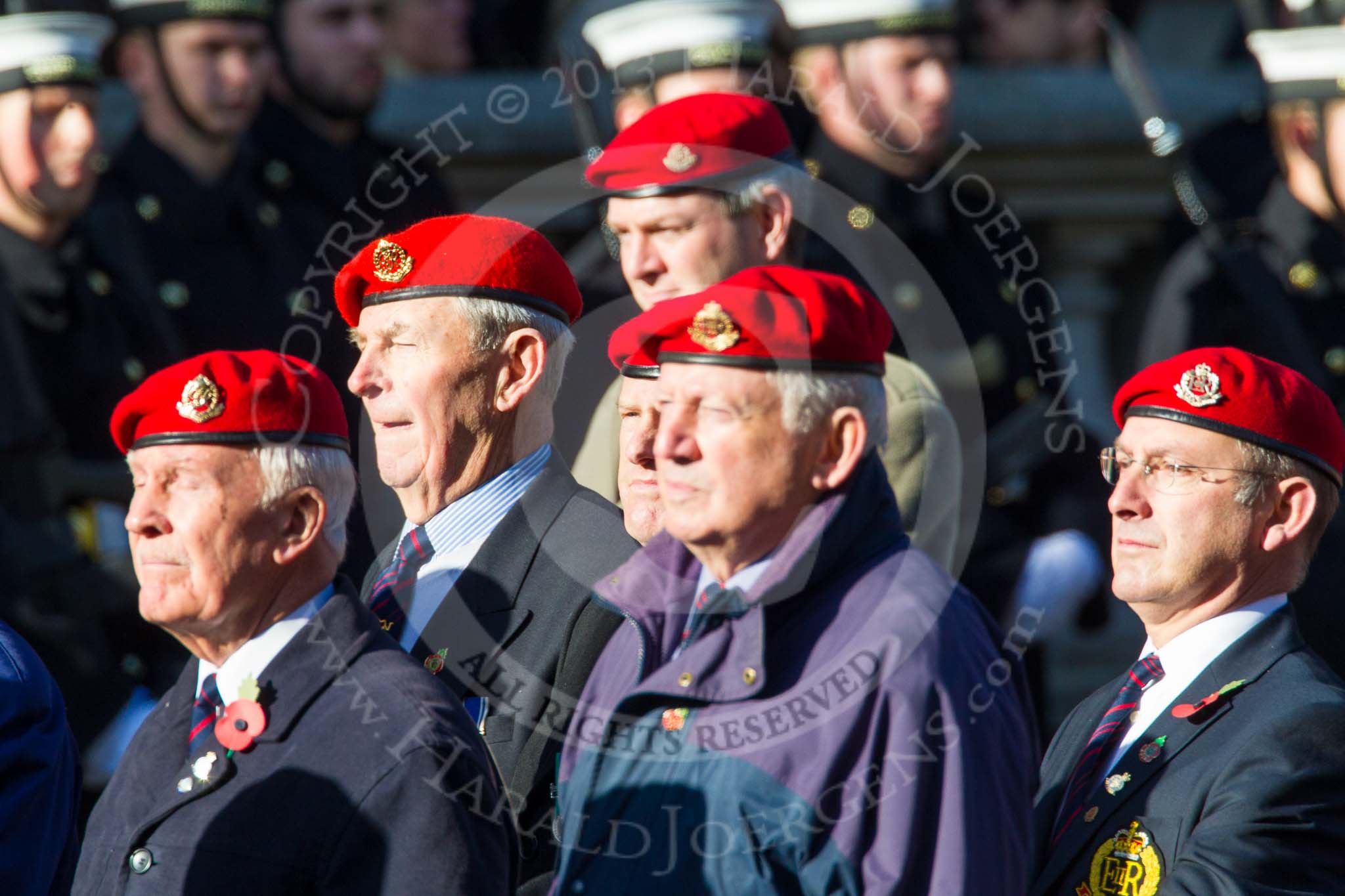 Remembrance Sunday at the Cenotaph in London 2014: Group B20 - Royal Military Police Association.
Press stand opposite the Foreign Office building, Whitehall, London SW1,
London,
Greater London,
United Kingdom,
on 09 November 2014 at 12:11, image #1751