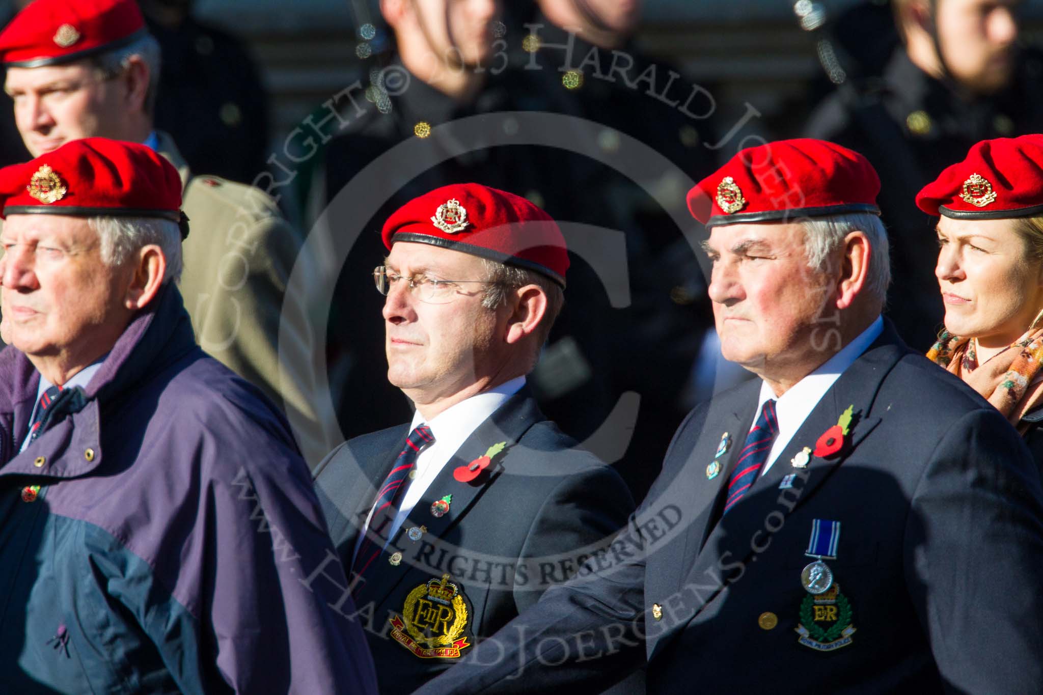 Remembrance Sunday at the Cenotaph in London 2014: Group B20 - Royal Military Police Association.
Press stand opposite the Foreign Office building, Whitehall, London SW1,
London,
Greater London,
United Kingdom,
on 09 November 2014 at 12:11, image #1752