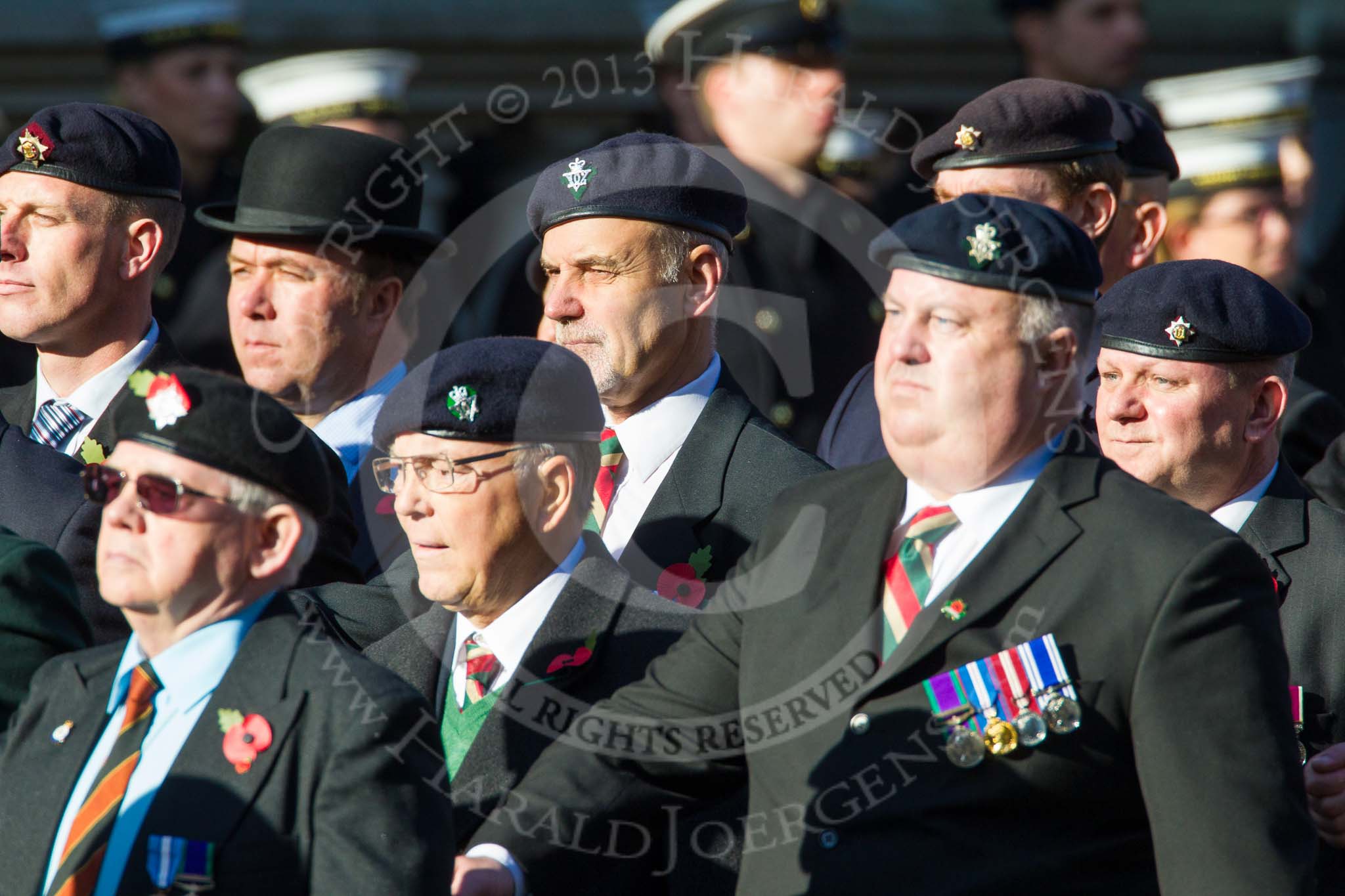 Remembrance Sunday at the Cenotaph in London 2014: Group B27 - Royal Dragoon Guards.
Press stand opposite the Foreign Office building, Whitehall, London SW1,
London,
Greater London,
United Kingdom,
on 09 November 2014 at 12:12, image #1821