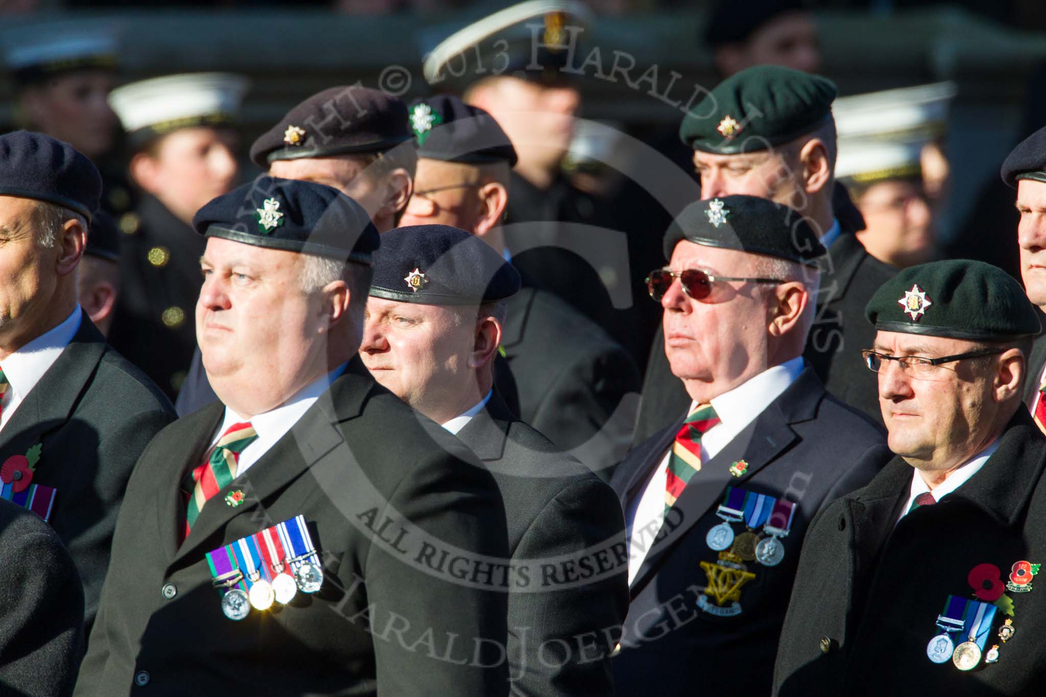 Remembrance Sunday at the Cenotaph in London 2014: Group B27 - Royal Dragoon Guards.
Press stand opposite the Foreign Office building, Whitehall, London SW1,
London,
Greater London,
United Kingdom,
on 09 November 2014 at 12:12, image #1822
