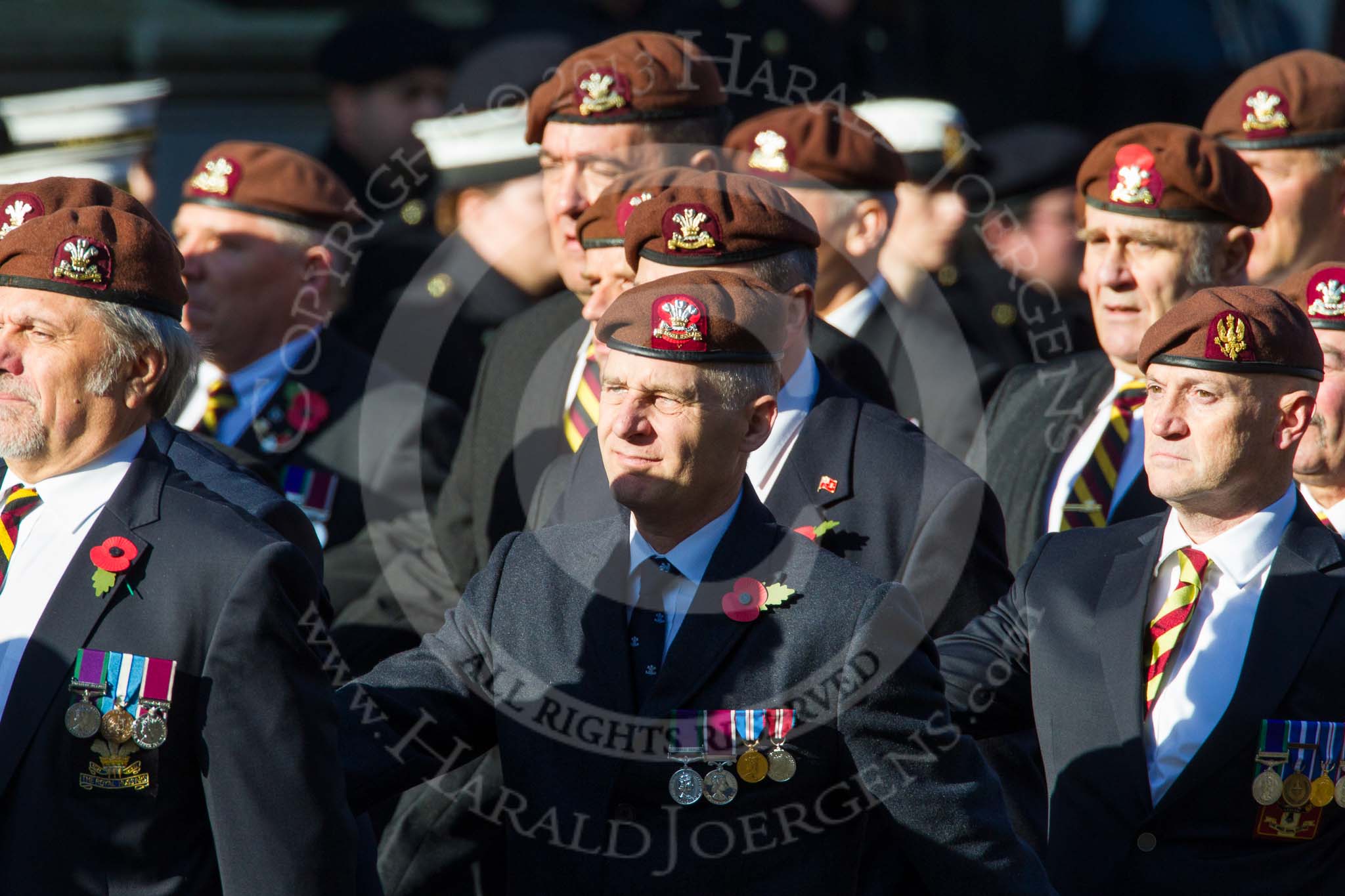 Remembrance Sunday at the Cenotaph in London 2014: Group B29 - Queen's Royal Hussars (The Queen's Own & Royal Irish).
Press stand opposite the Foreign Office building, Whitehall, London SW1,
London,
Greater London,
United Kingdom,
on 09 November 2014 at 12:12, image #1840