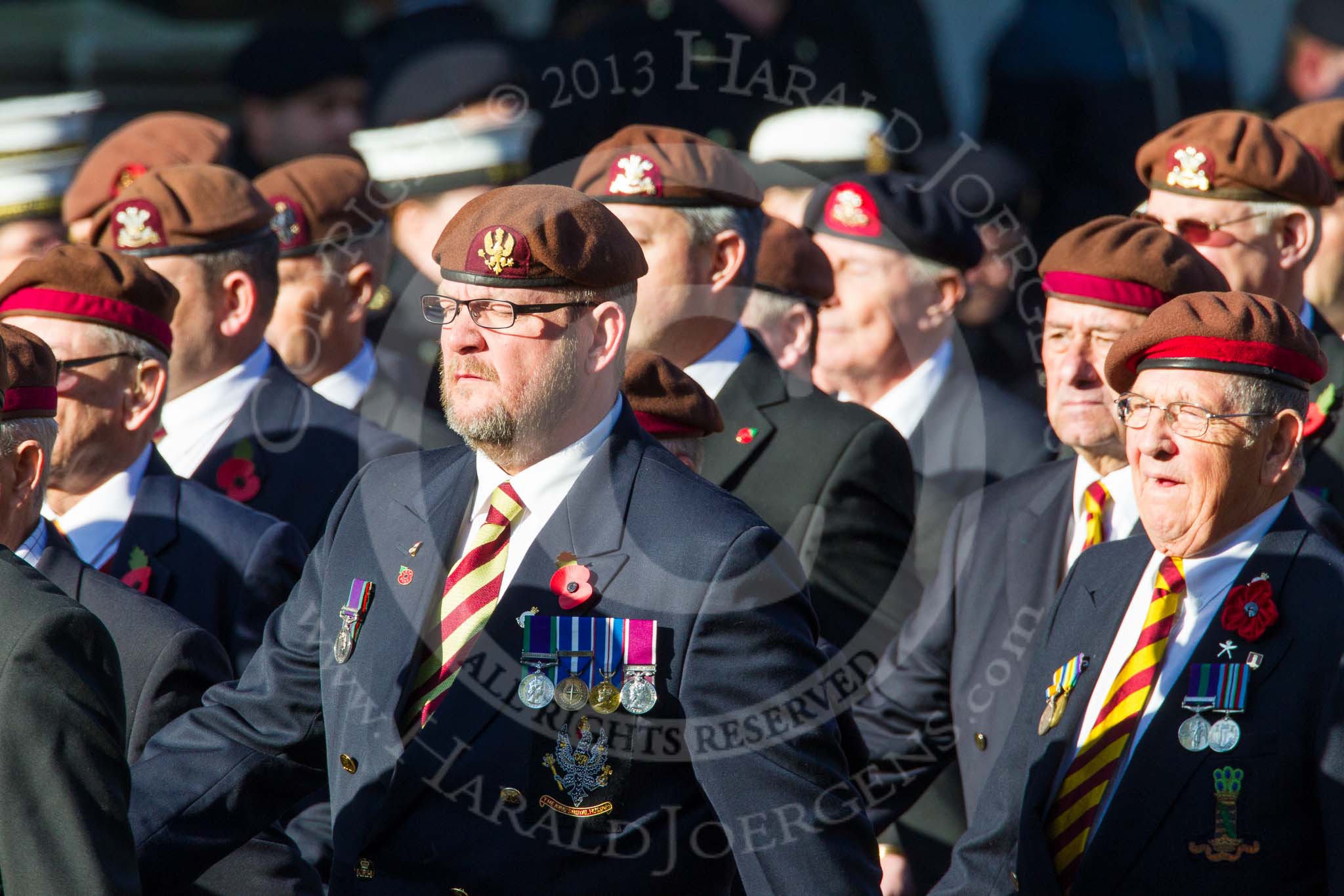 Remembrance Sunday at the Cenotaph in London 2014: Group B29 - Queen's Royal Hussars (The Queen's Own & Royal Irish).
Press stand opposite the Foreign Office building, Whitehall, London SW1,
London,
Greater London,
United Kingdom,
on 09 November 2014 at 12:12, image #1843