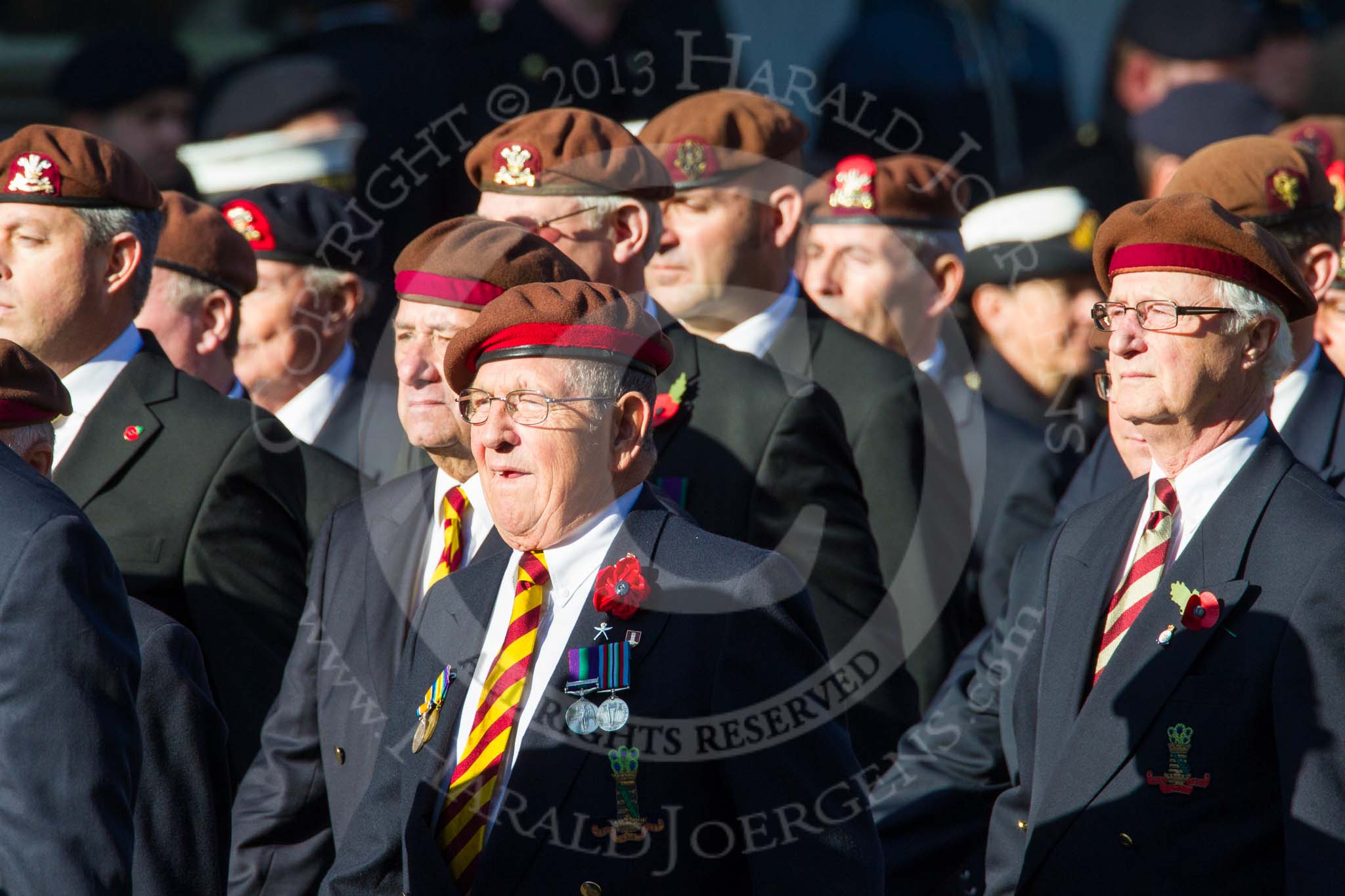 Remembrance Sunday at the Cenotaph in London 2014: Group B29 - Queen's Royal Hussars (The Queen's Own & Royal Irish).
Press stand opposite the Foreign Office building, Whitehall, London SW1,
London,
Greater London,
United Kingdom,
on 09 November 2014 at 12:12, image #1844