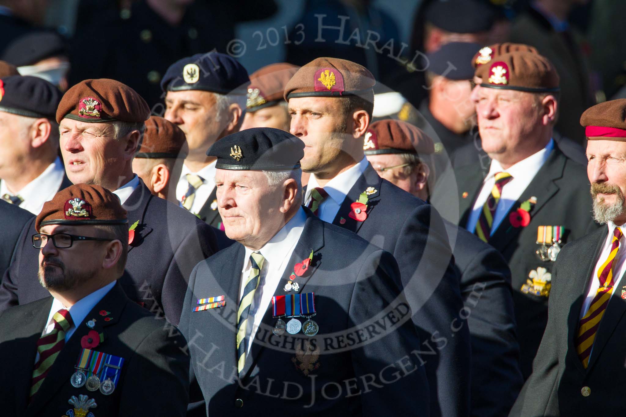 Remembrance Sunday at the Cenotaph in London 2014: Group B29 - Queen's Royal Hussars (The Queen's Own & Royal Irish).
Press stand opposite the Foreign Office building, Whitehall, London SW1,
London,
Greater London,
United Kingdom,
on 09 November 2014 at 12:12, image #1847