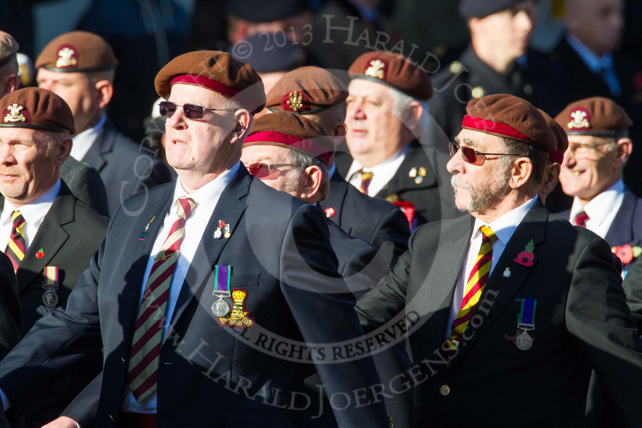 Remembrance Sunday at the Cenotaph in London 2014: Group B29 - Queen's Royal Hussars (The Queen's Own & Royal Irish).
Press stand opposite the Foreign Office building, Whitehall, London SW1,
London,
Greater London,
United Kingdom,
on 09 November 2014 at 12:12, image #1850
