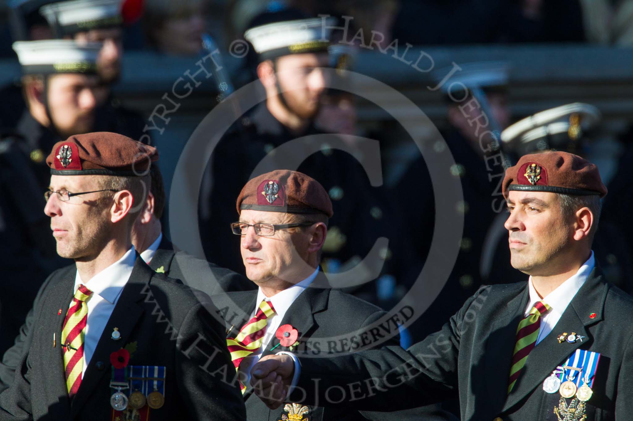 Remembrance Sunday at the Cenotaph in London 2014: Group B29 - Queen's Royal Hussars (The Queen's Own & Royal Irish).
Press stand opposite the Foreign Office building, Whitehall, London SW1,
London,
Greater London,
United Kingdom,
on 09 November 2014 at 12:12, image #1859