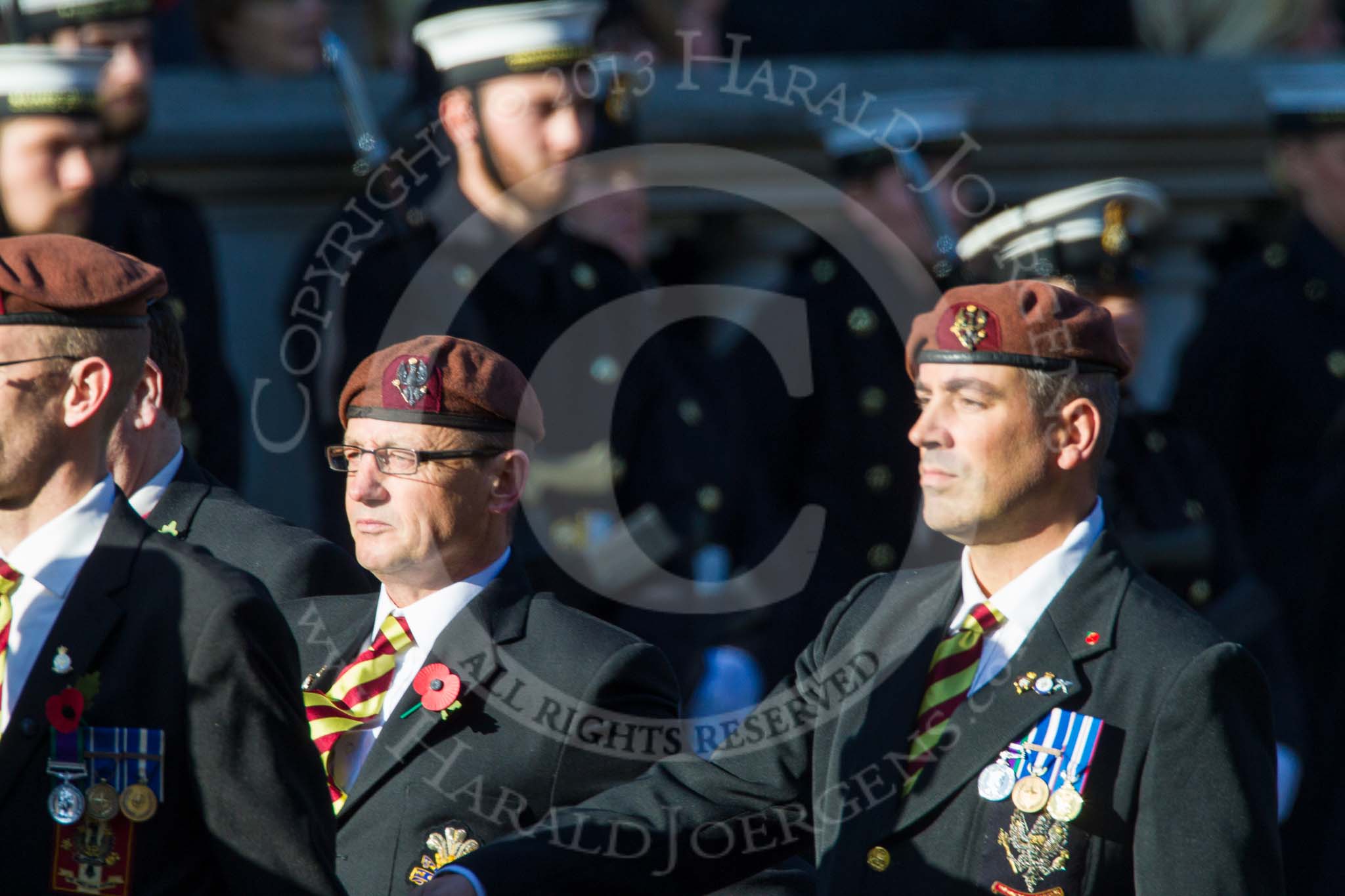 Remembrance Sunday at the Cenotaph in London 2014: Group B29 - Queen's Royal Hussars (The Queen's Own & Royal Irish).
Press stand opposite the Foreign Office building, Whitehall, London SW1,
London,
Greater London,
United Kingdom,
on 09 November 2014 at 12:12, image #1860
