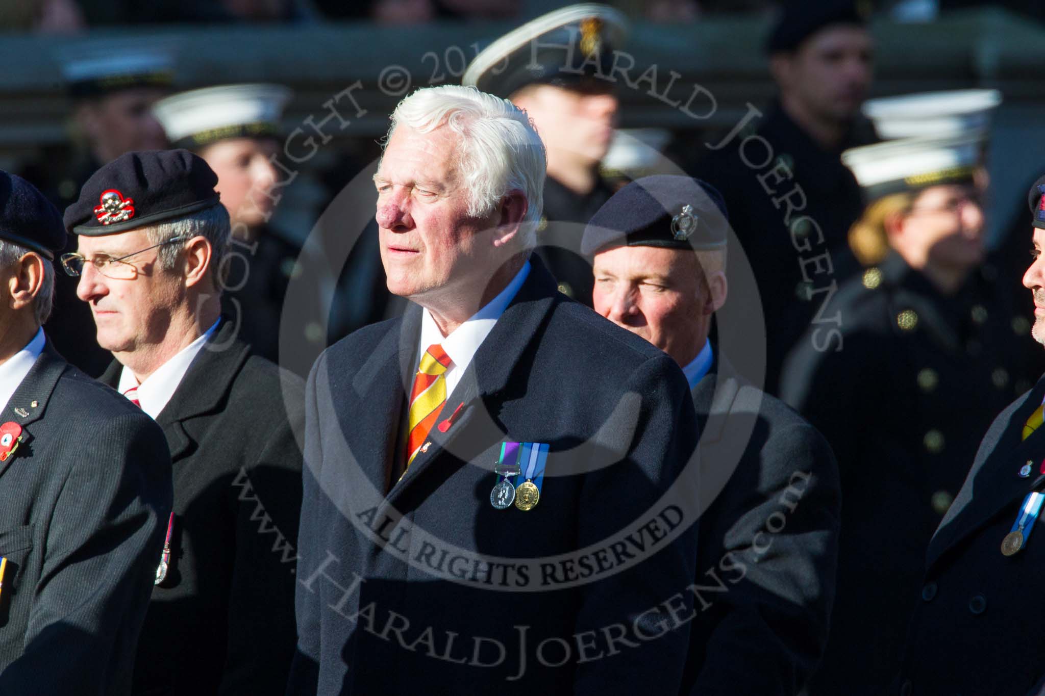 Remembrance Sunday at the Cenotaph in London 2014: Group B29 - Queen's Royal Hussars (The Queen's Own & Royal Irish).
Press stand opposite the Foreign Office building, Whitehall, London SW1,
London,
Greater London,
United Kingdom,
on 09 November 2014 at 12:13, image #1869