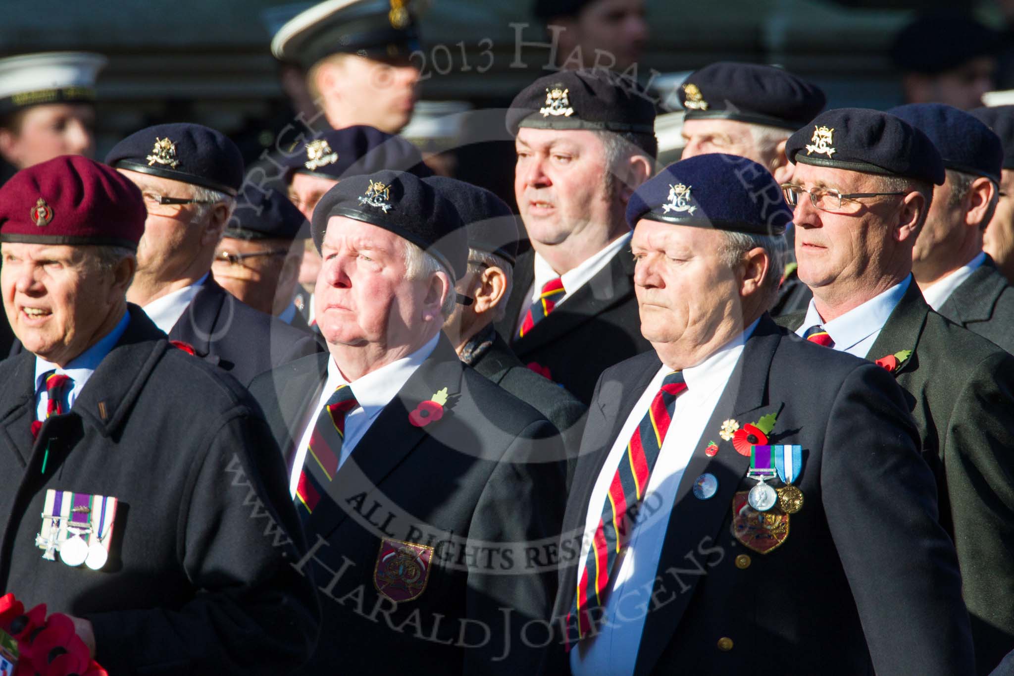 Remembrance Sunday at the Cenotaph in London 2014: Group B30 - 16/5th Queen's Royal Lancers.
Press stand opposite the Foreign Office building, Whitehall, London SW1,
London,
Greater London,
United Kingdom,
on 09 November 2014 at 12:13, image #1884