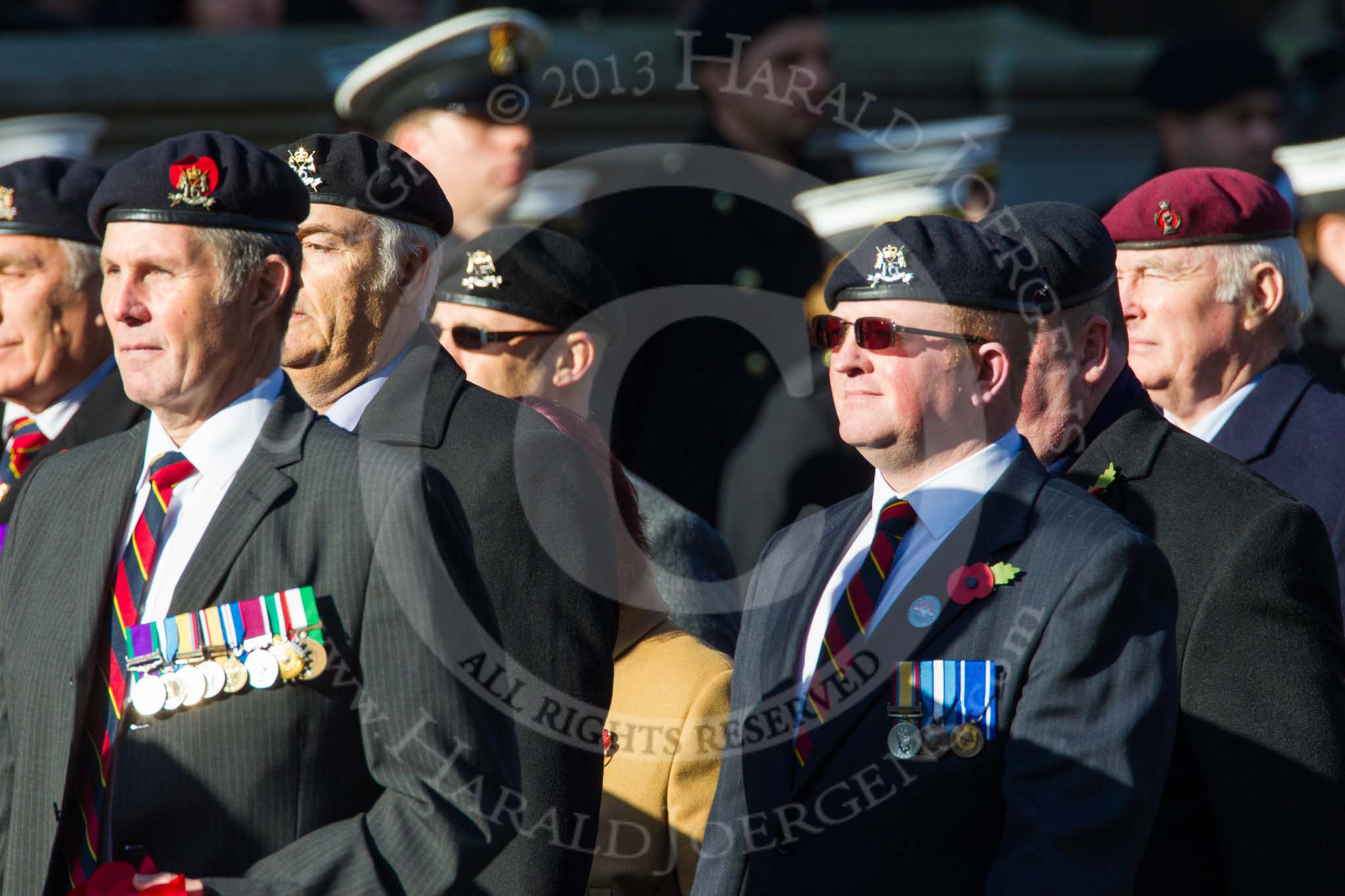 Remembrance Sunday at the Cenotaph in London 2014: Group B30 - 16/5th Queen's Royal Lancers.
Press stand opposite the Foreign Office building, Whitehall, London SW1,
London,
Greater London,
United Kingdom,
on 09 November 2014 at 12:13, image #1905