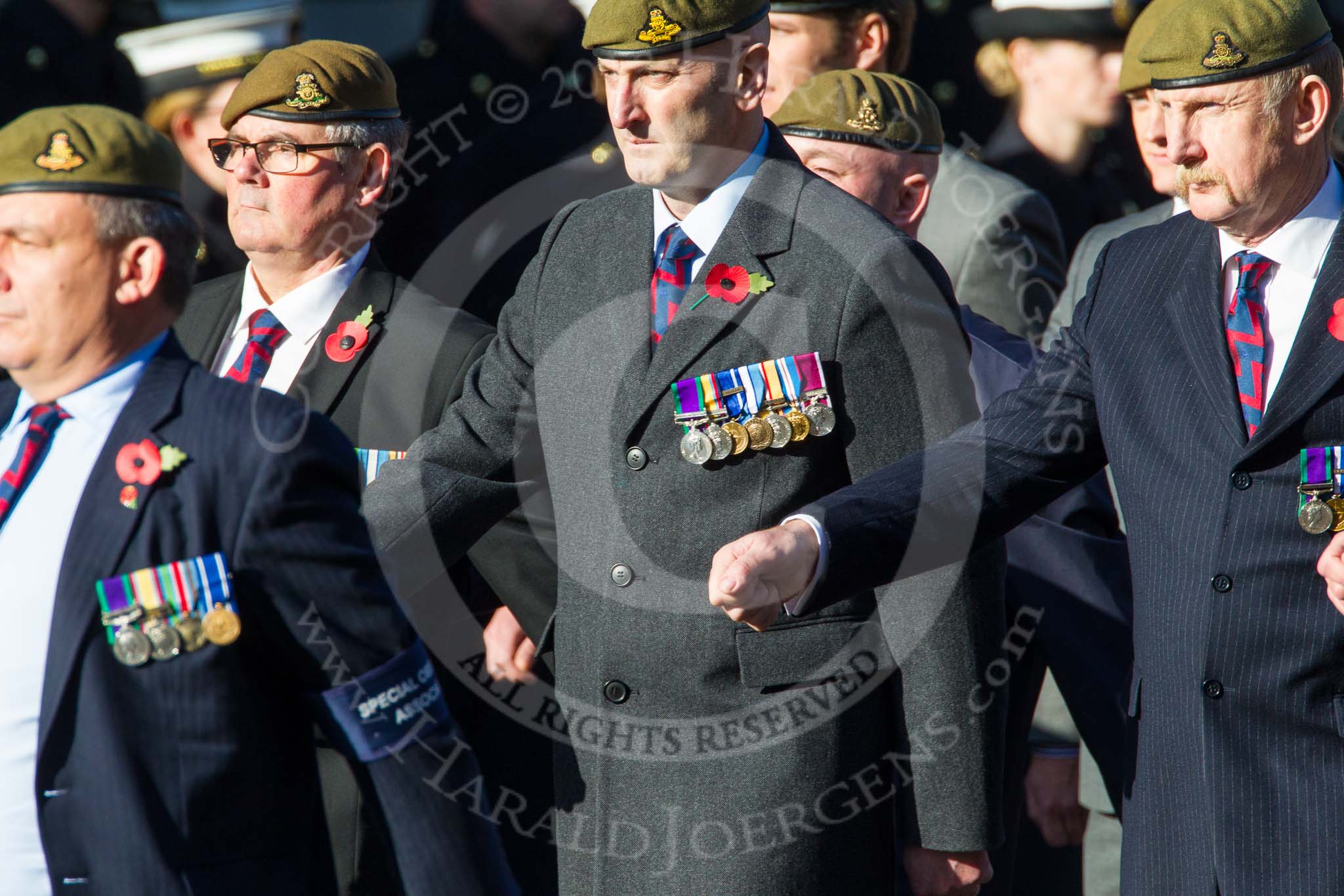 Remembrance Sunday at the Cenotaph in London 2014: Group B38 - Special Observers Association.
Press stand opposite the Foreign Office building, Whitehall, London SW1,
London,
Greater London,
United Kingdom,
on 09 November 2014 at 12:14, image #1954