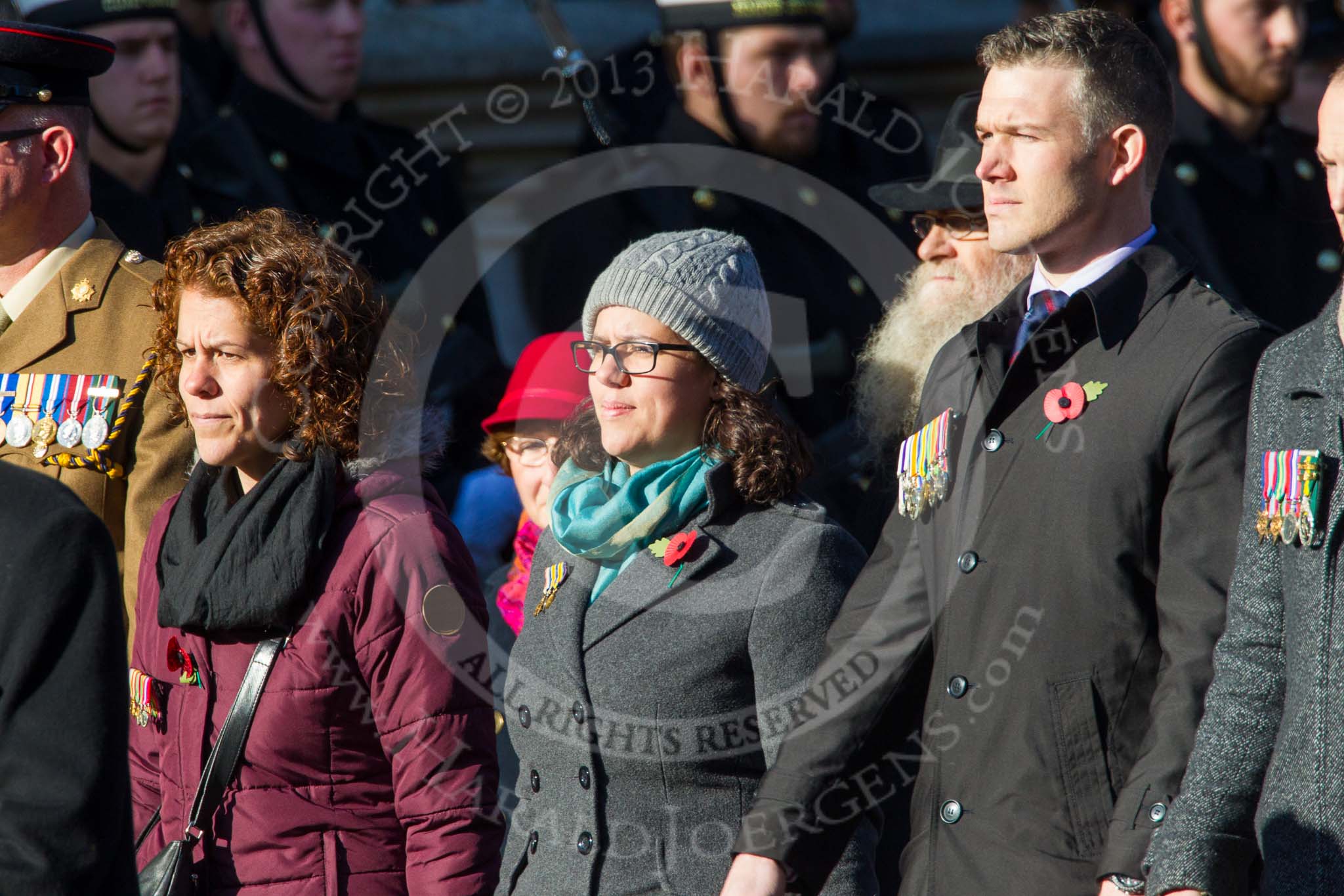Remembrance Sunday at the Cenotaph in London 2014: Group M4 - Children of the Far East Prisoners of War.
Press stand opposite the Foreign Office building, Whitehall, London SW1,
London,
Greater London,
United Kingdom,
on 09 November 2014 at 12:15, image #1988